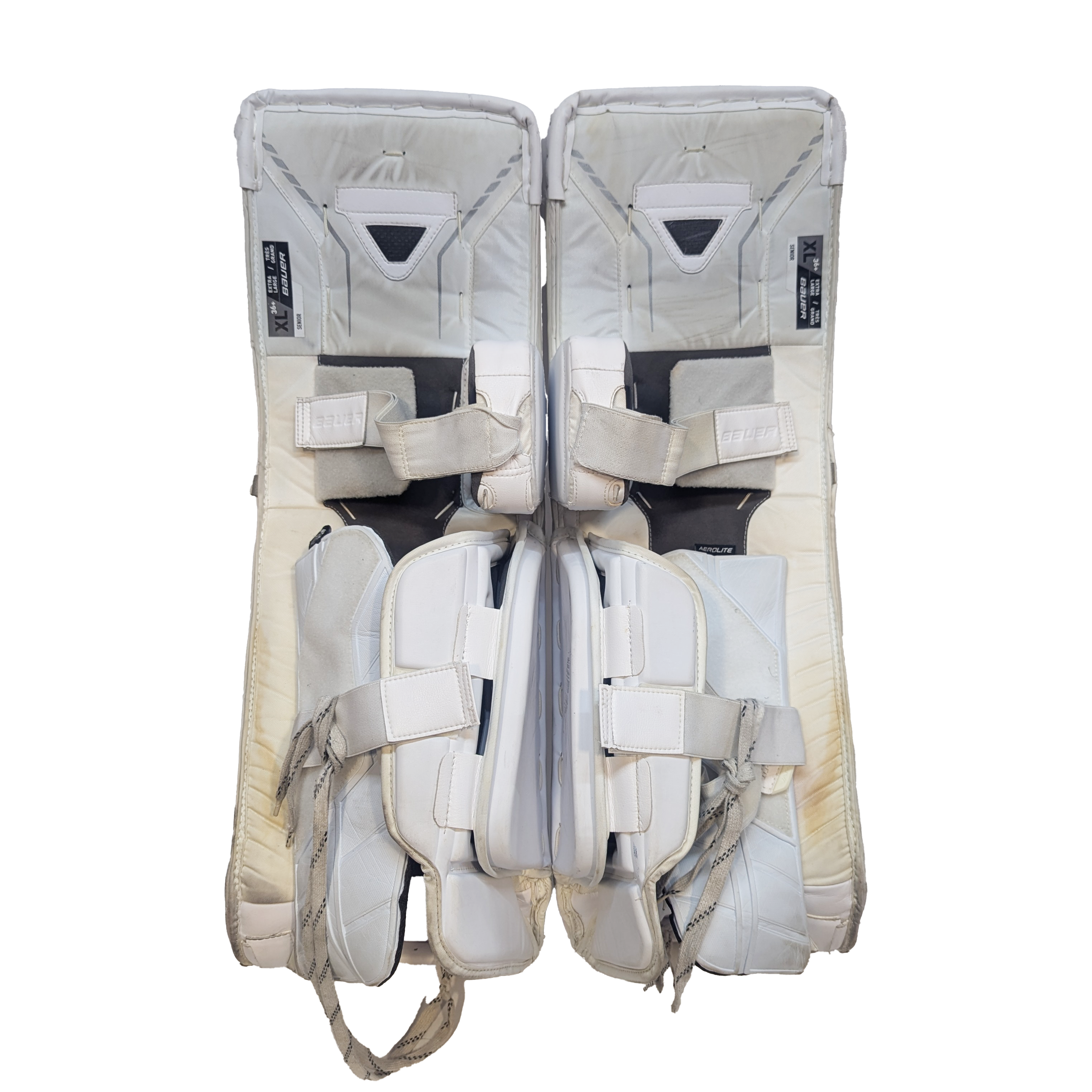 Bauer Supreme Mach - Jambières de gardien USHL d'occasion (blanc/argent)