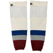 LNH - Chaussettes de hockey Adidas Pro Stock d'occasion - Colorado Avalanche (blanc/marron)