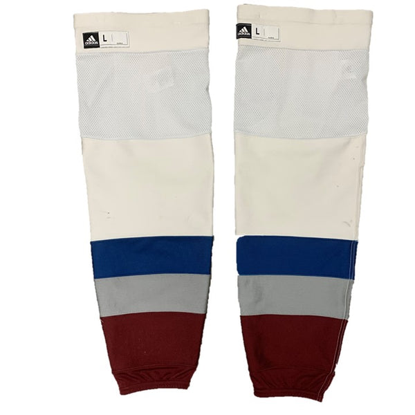 NHL - Used Pro Stock Adidas Hockey Socks - Colorado Avalanche (White/Maroon)