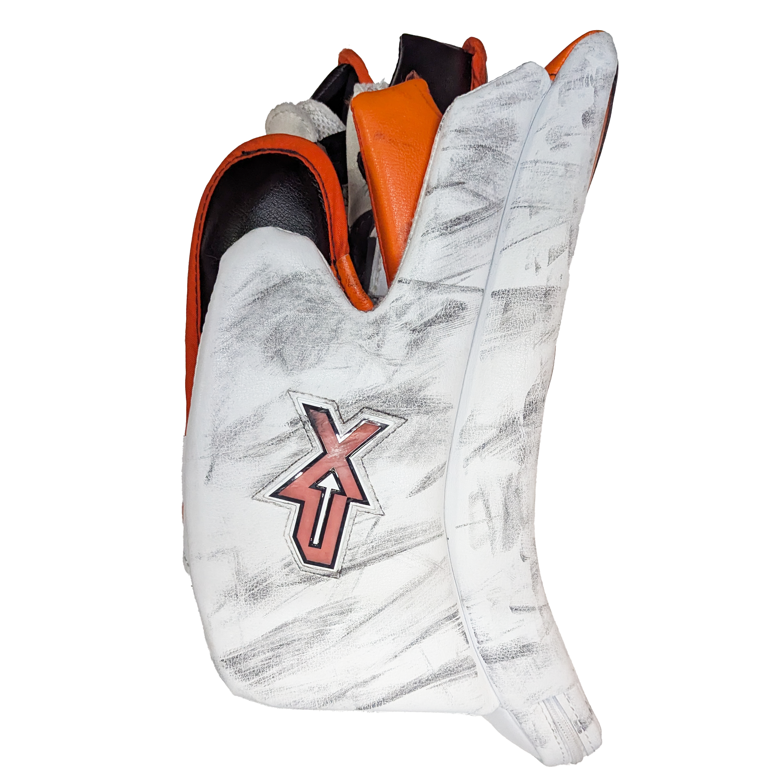 Vaughn Velocity V10 XP - Bloqueur de gardien de but professionnel d'occasion (blanc/orange)