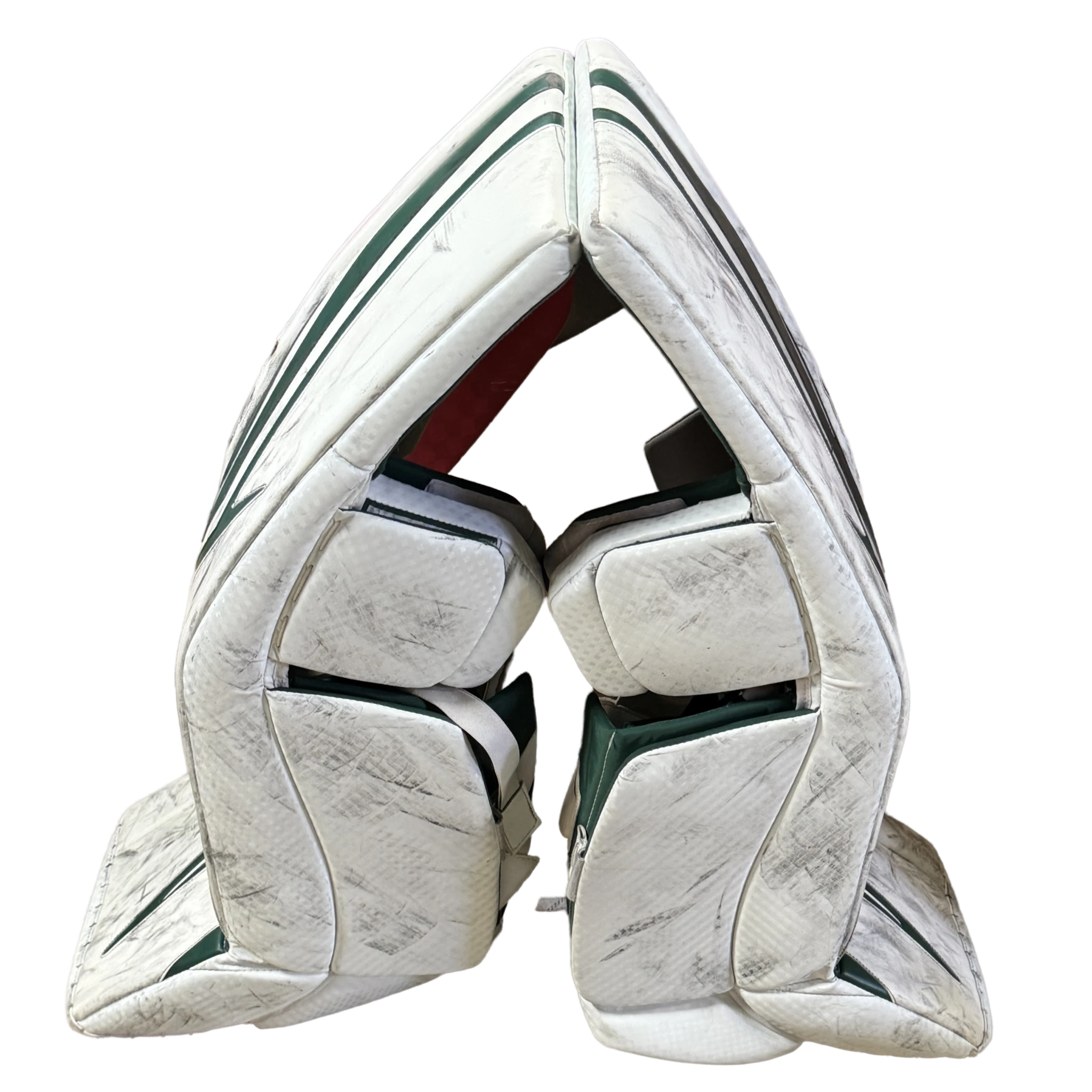 Brian's Optik 3 - Used Pro Stock Goalie Pads (White/Green)