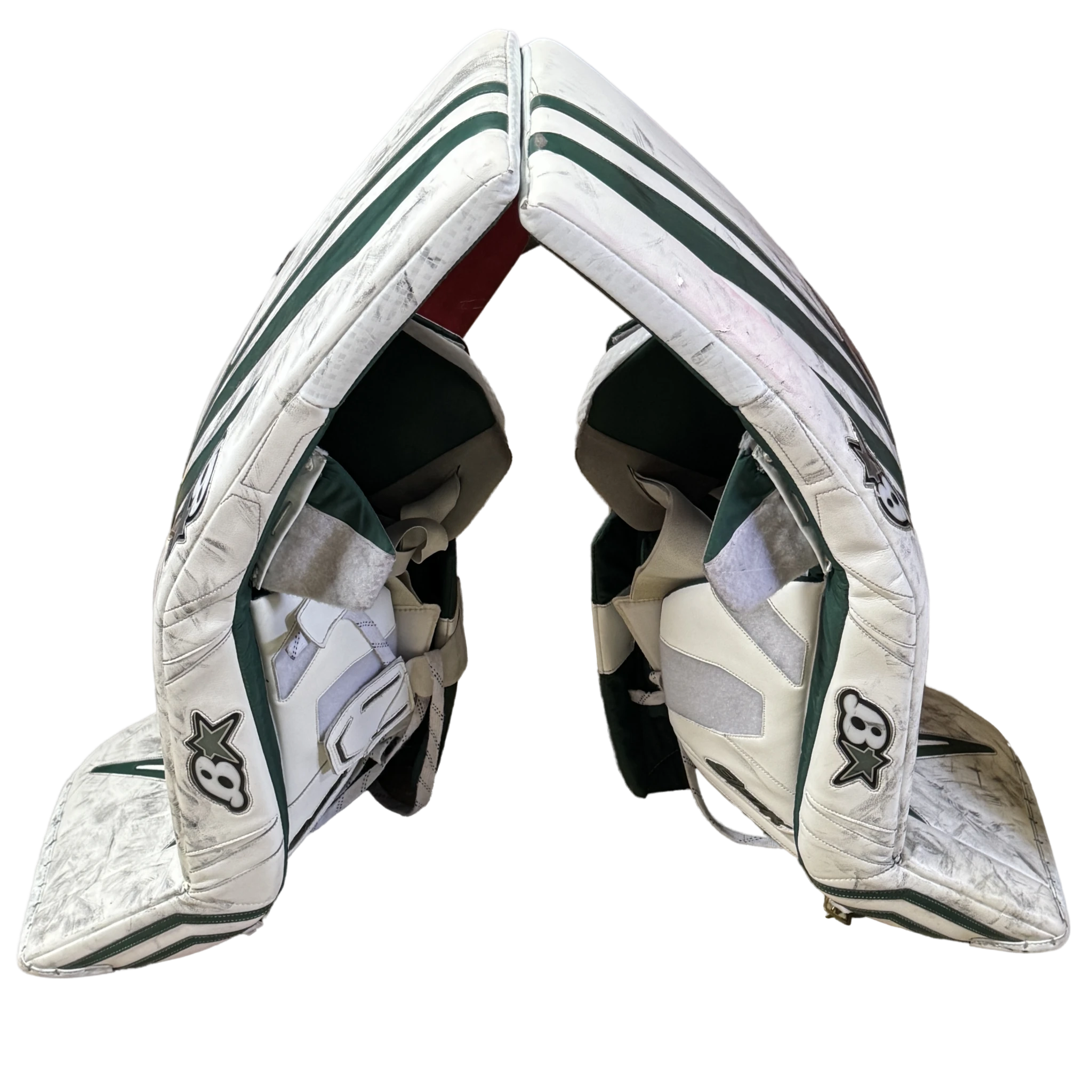 Brian's Optik 3 - Used Pro Stock Goalie Pads (White/Green)