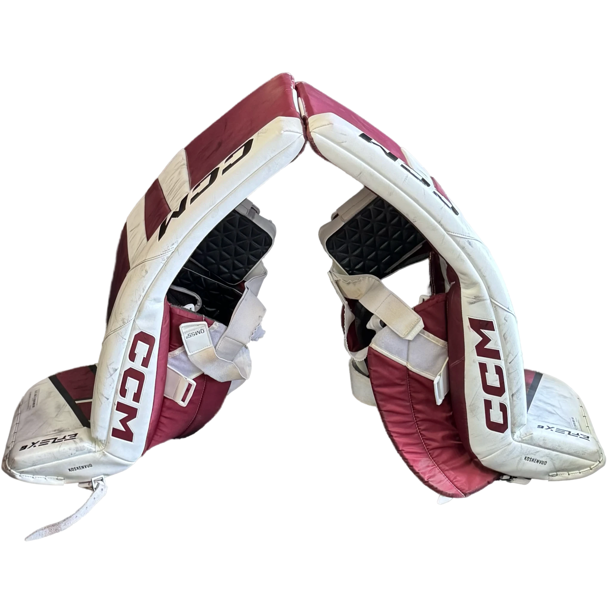 CCM Extreme Flex 6 - Used Pro Stock Goalie Pads (Maroon/White)
