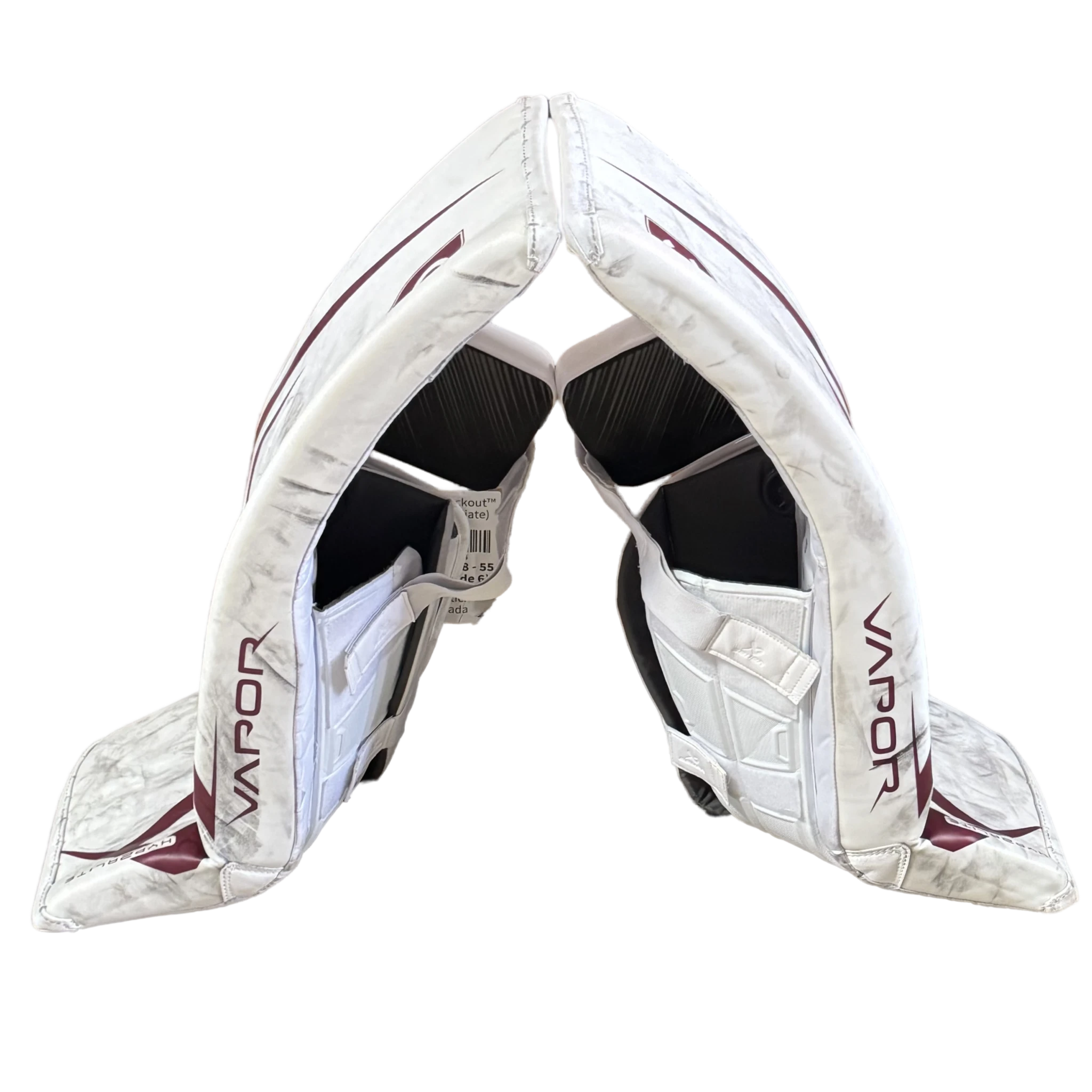 Bauer Vapor Hyperlite 2 - Jambières de gardien NCAA Pro Stock d'occasion (blanc/marron)