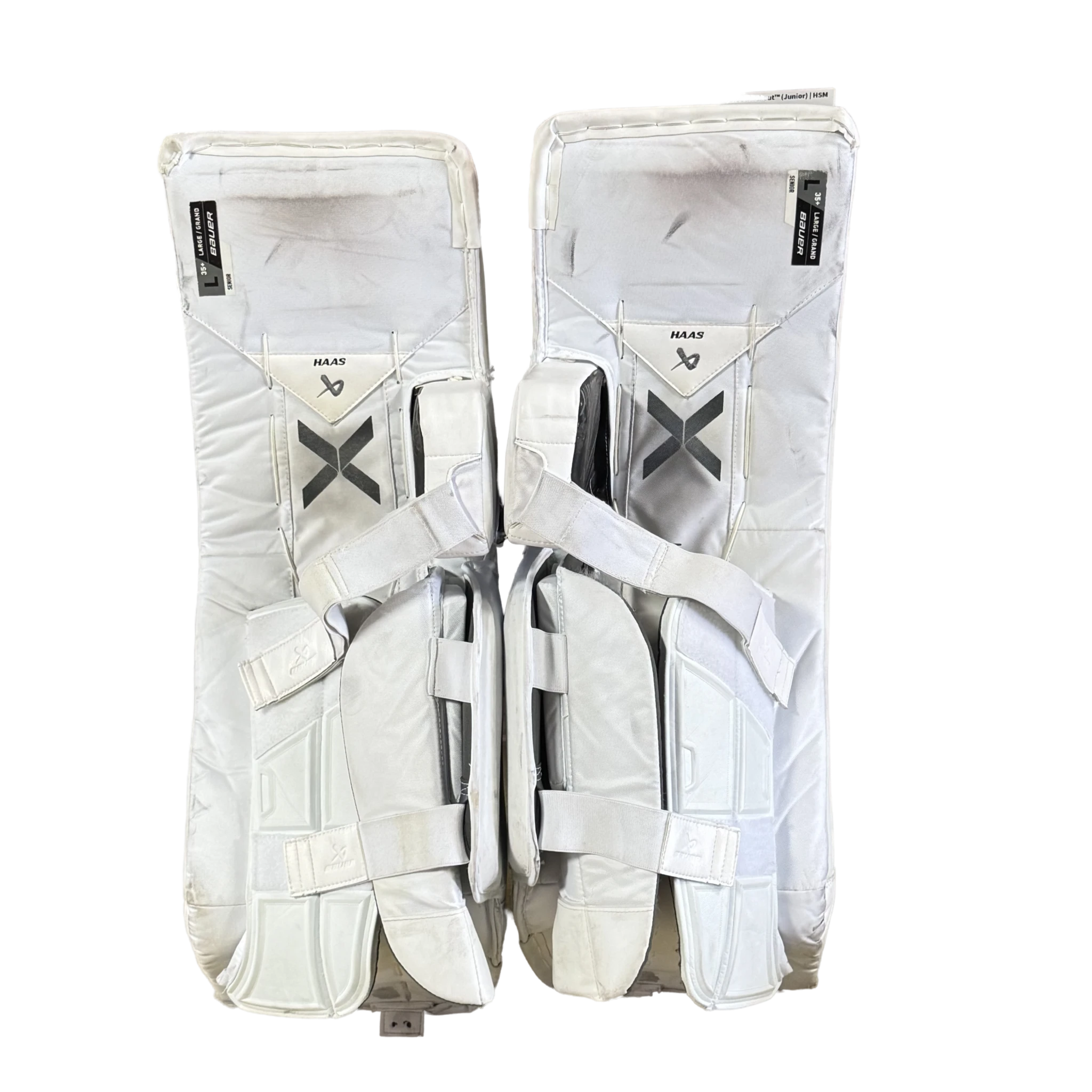 Bauer Vapor Hyperlite 2 - Jambières de gardien NCAA Pro Stock d'occasion (blanc/marron)
