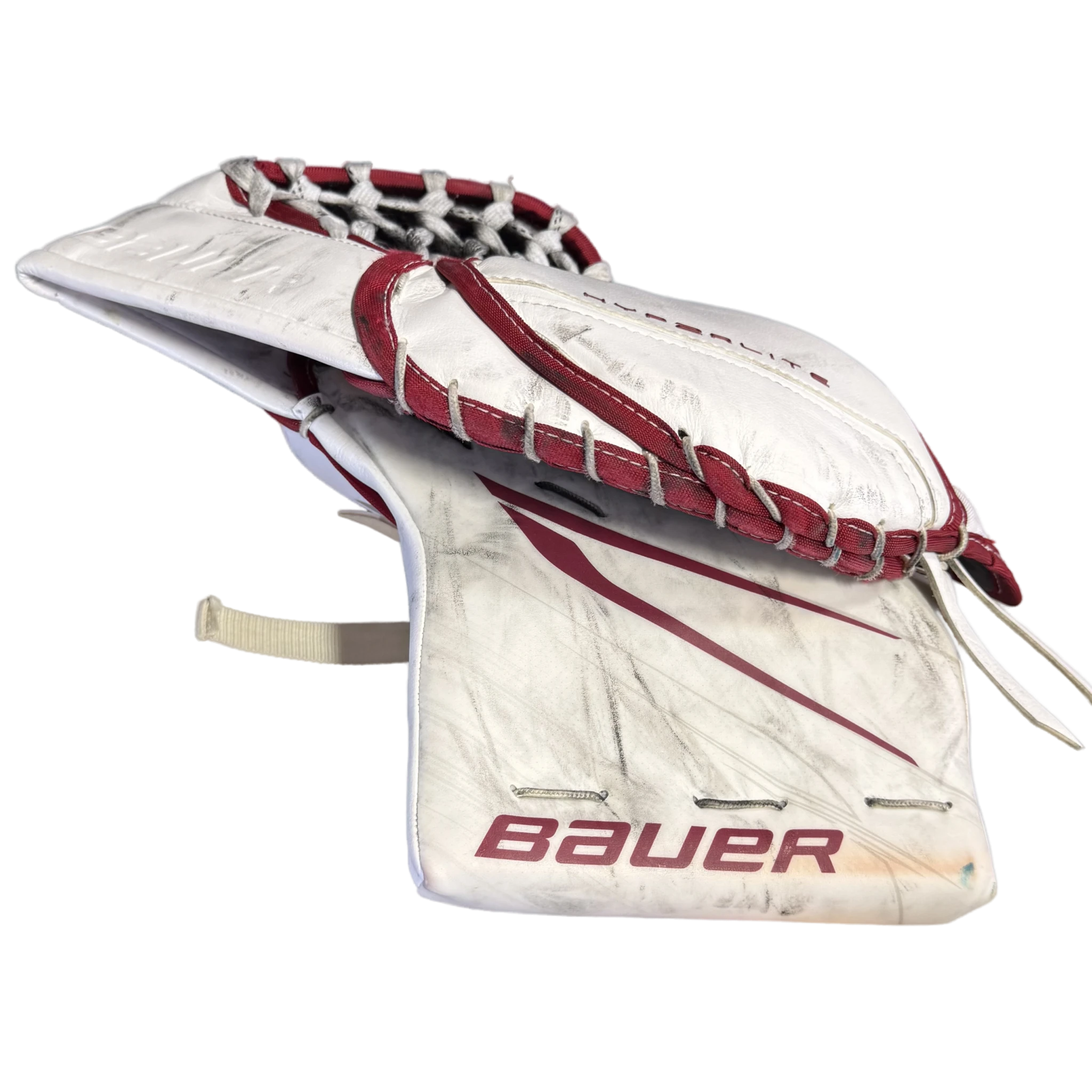 Bauer Vapor Hyperlite 2 - Gant de gardien NCAA Pro Stock d'occasion (blanc/marron)