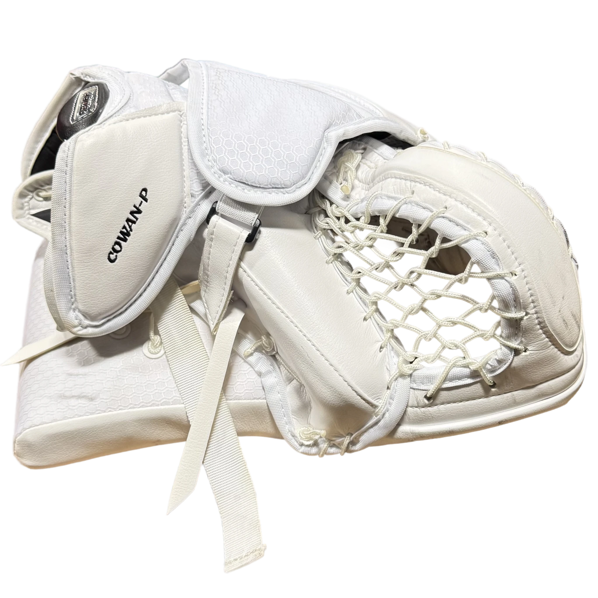 Used - Bauer Vapor Hyperlite Pro Stock Goalie Glove (White/Black/Blue)