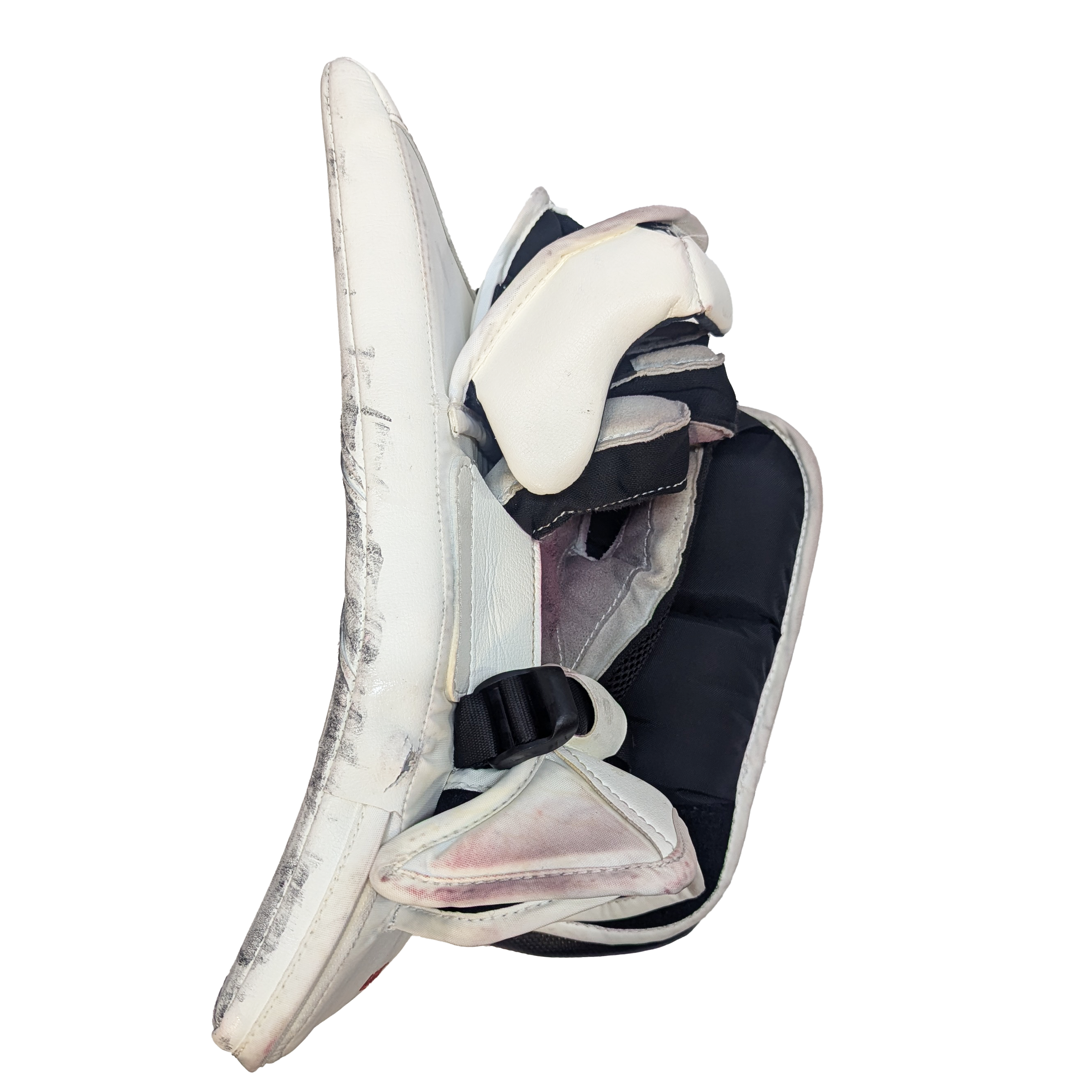 CCM Extreme Flex 6 - Used AHL Pro Stock Goalie Blocker (White/Red/Yellow)