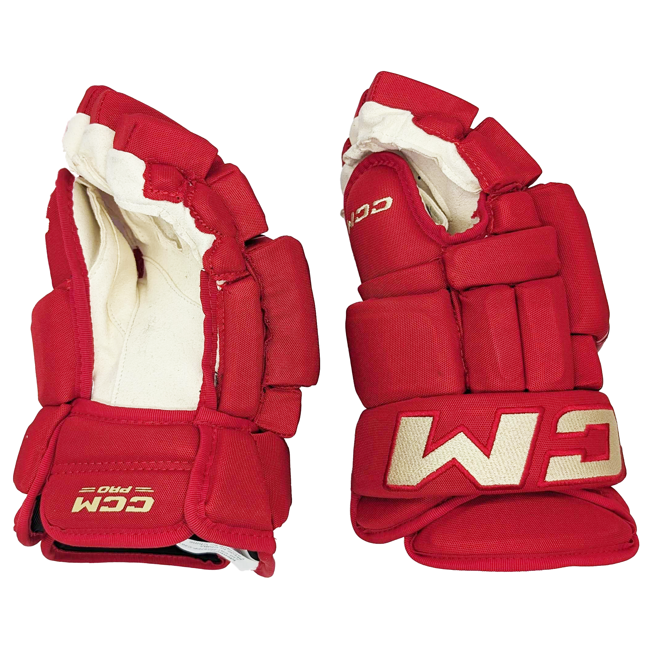 CCM HG97PP - NHL Pro Stock Glove - Calgary Flames (Red/Gold Heritage)