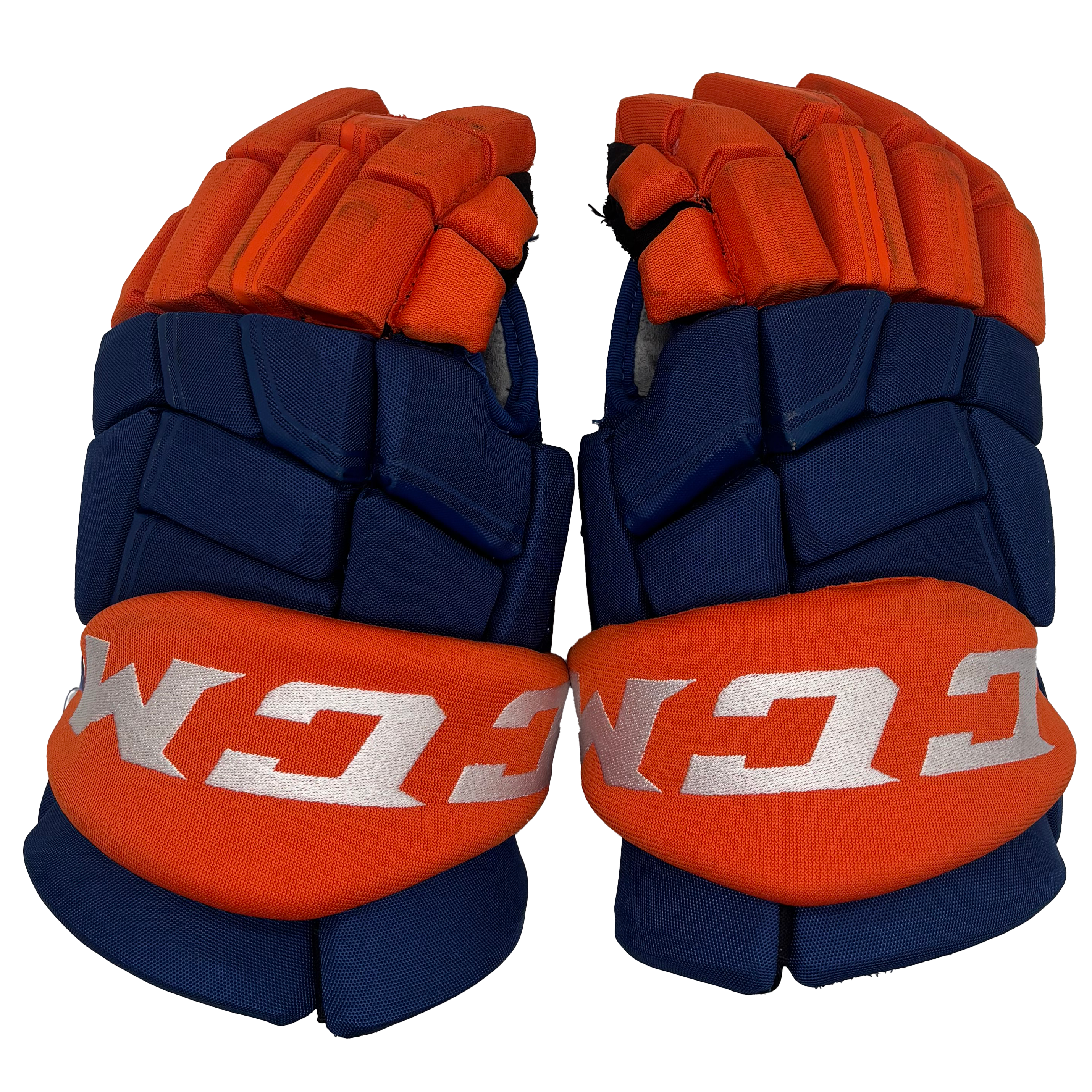 CCM HGQL - Used NHL Pro Stock Glove - New York Islanders (Blue/Orange)