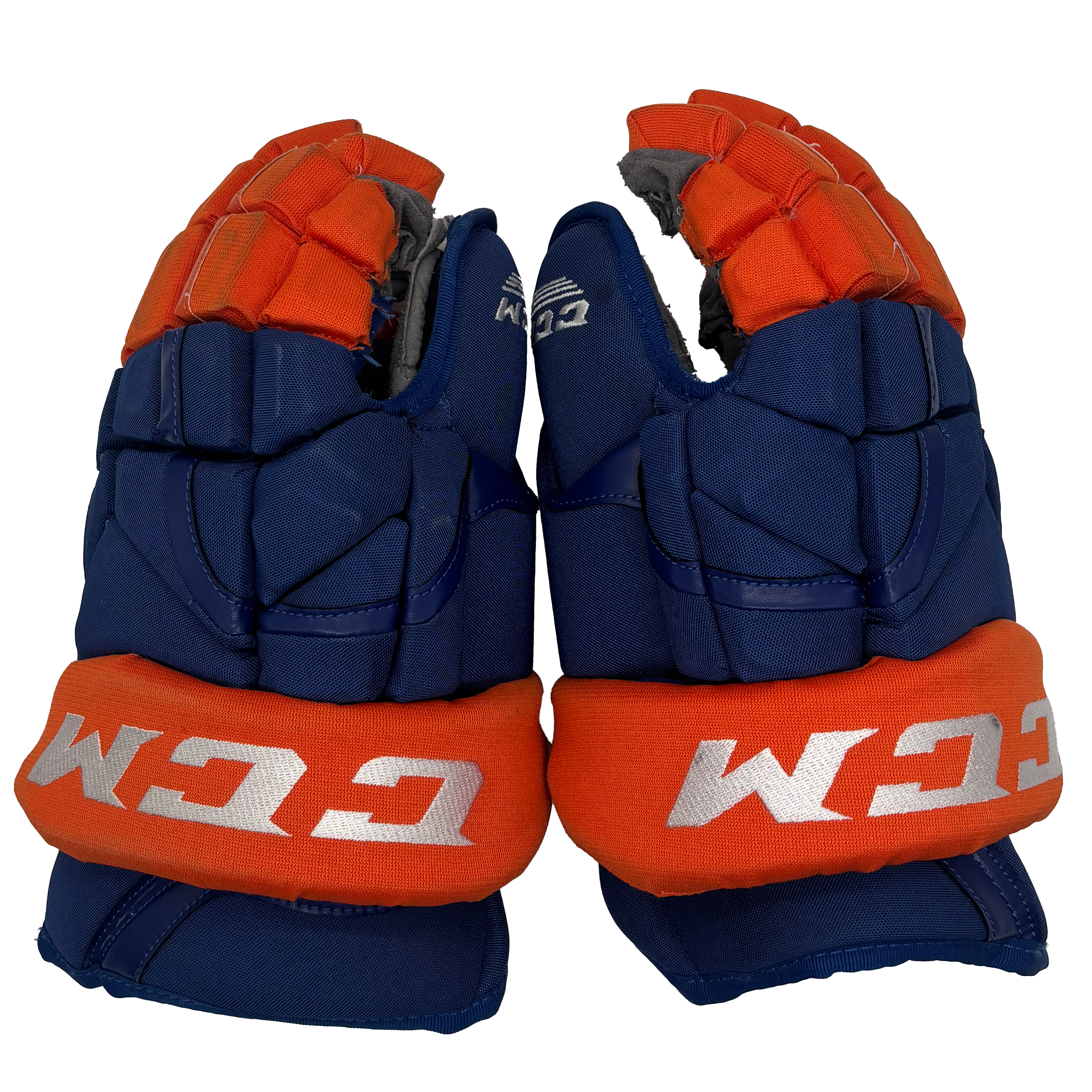 CCM HG12XP - Used NHL Pro Stock Glove - New York Islanders (Blue/Orange)