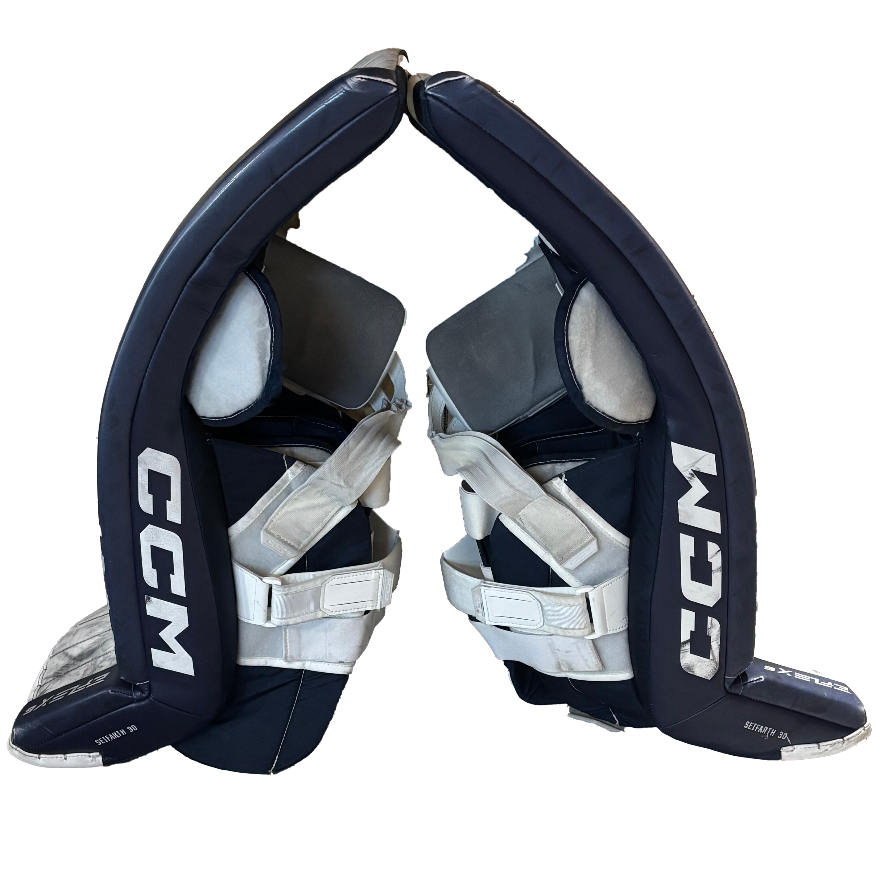 CCM Extreme Flex 6 - Used NCAA Pro Stock Full Set (White/Navy)