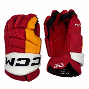 CCM HGQL - NHL Pro Stock Glove - Calgary Flames (Red/Yellow/White) *Red Palm