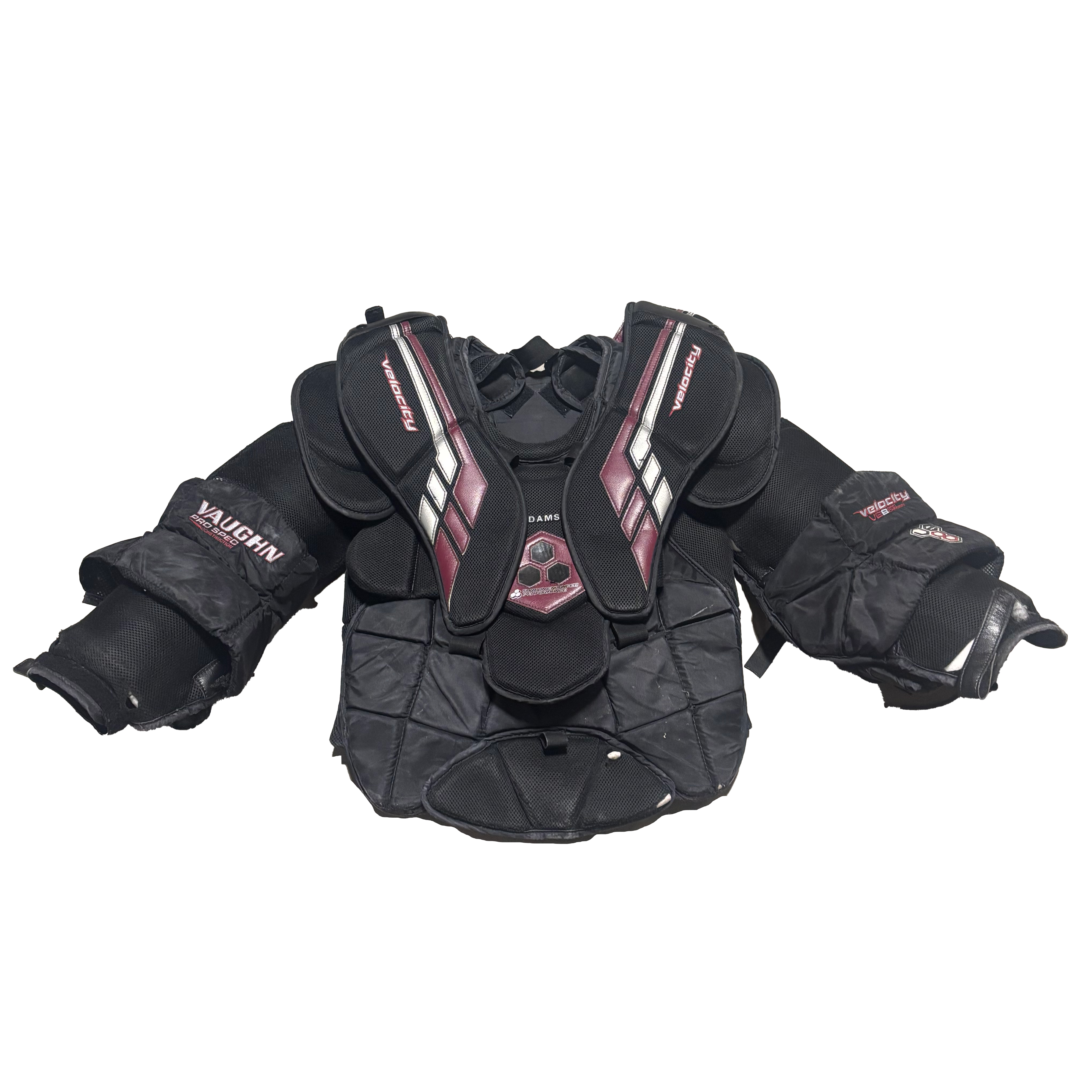 Vaughn Velocity VE8 Pro Carbon - Used Pro Stock Goalie Chest Protector (Black/Maroon)