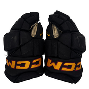 CCM HGJSPP - Used AHL Pro Stock Hockey Gloves (Black/Gold/Maroon)