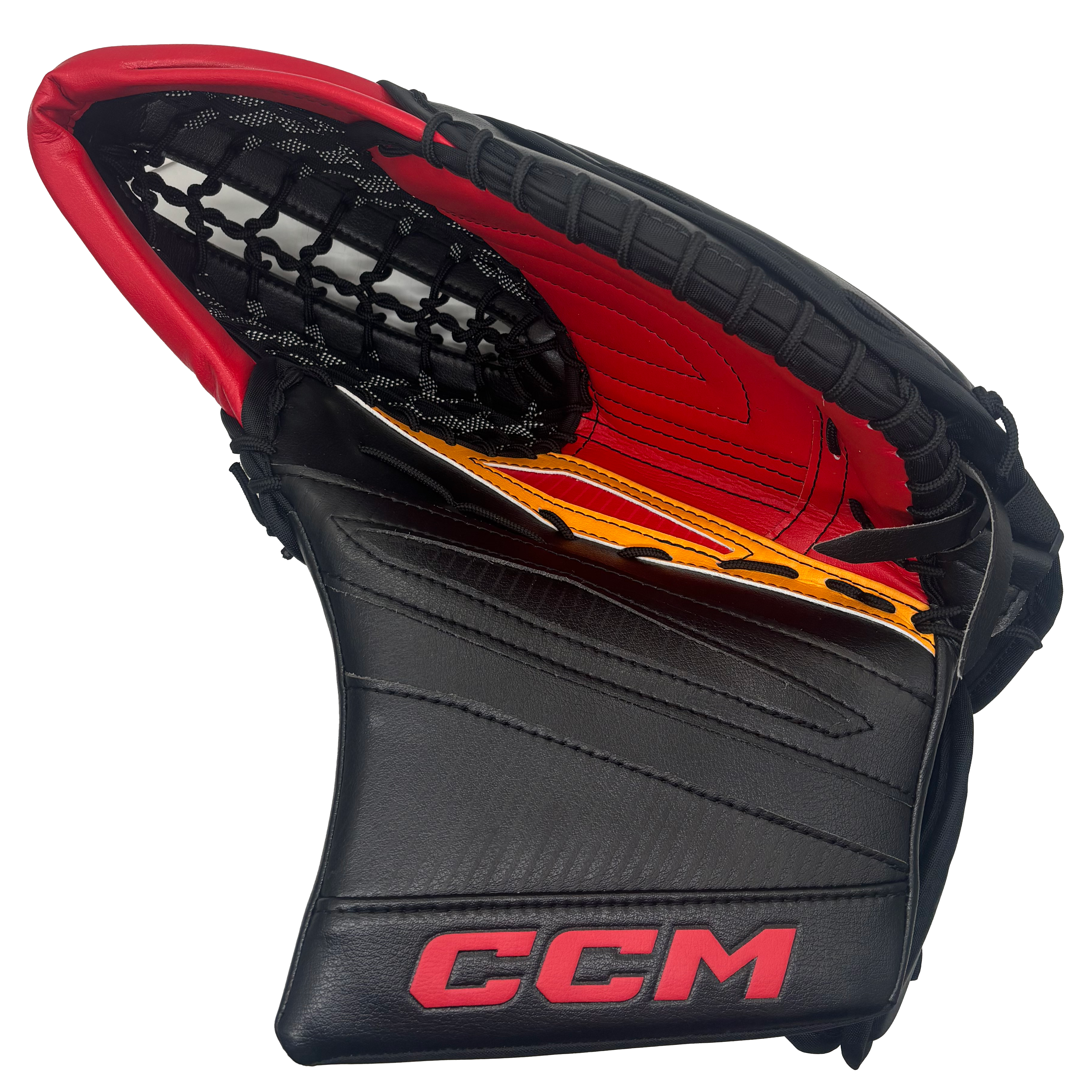 CCM Extreme Flex 7 Pro - AHL Pro Stock Goalie Trapper (Black/Red/Yellow)