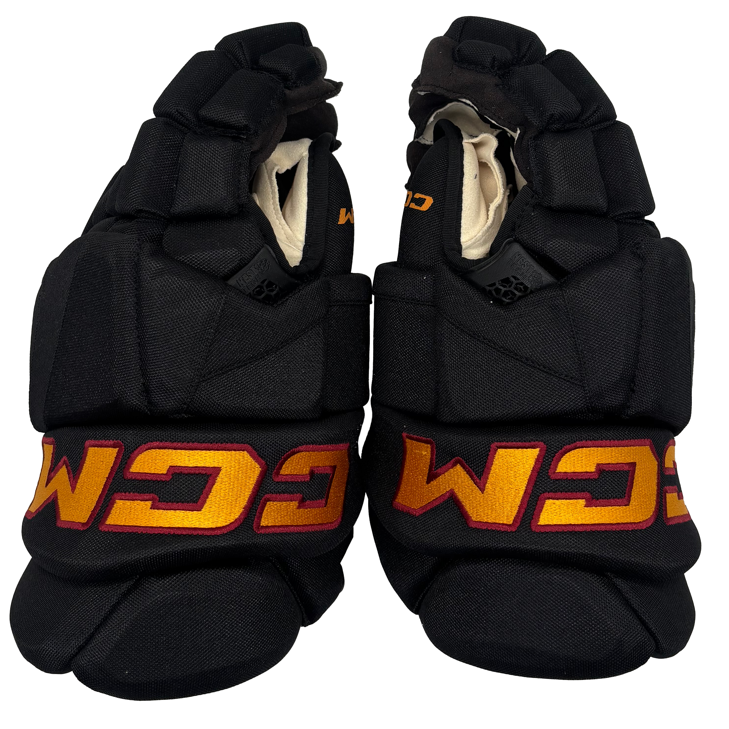 CCM HGPTKXFPP - AHL Pro Stock Hockey Gloves (Black/Gold/Maroon)