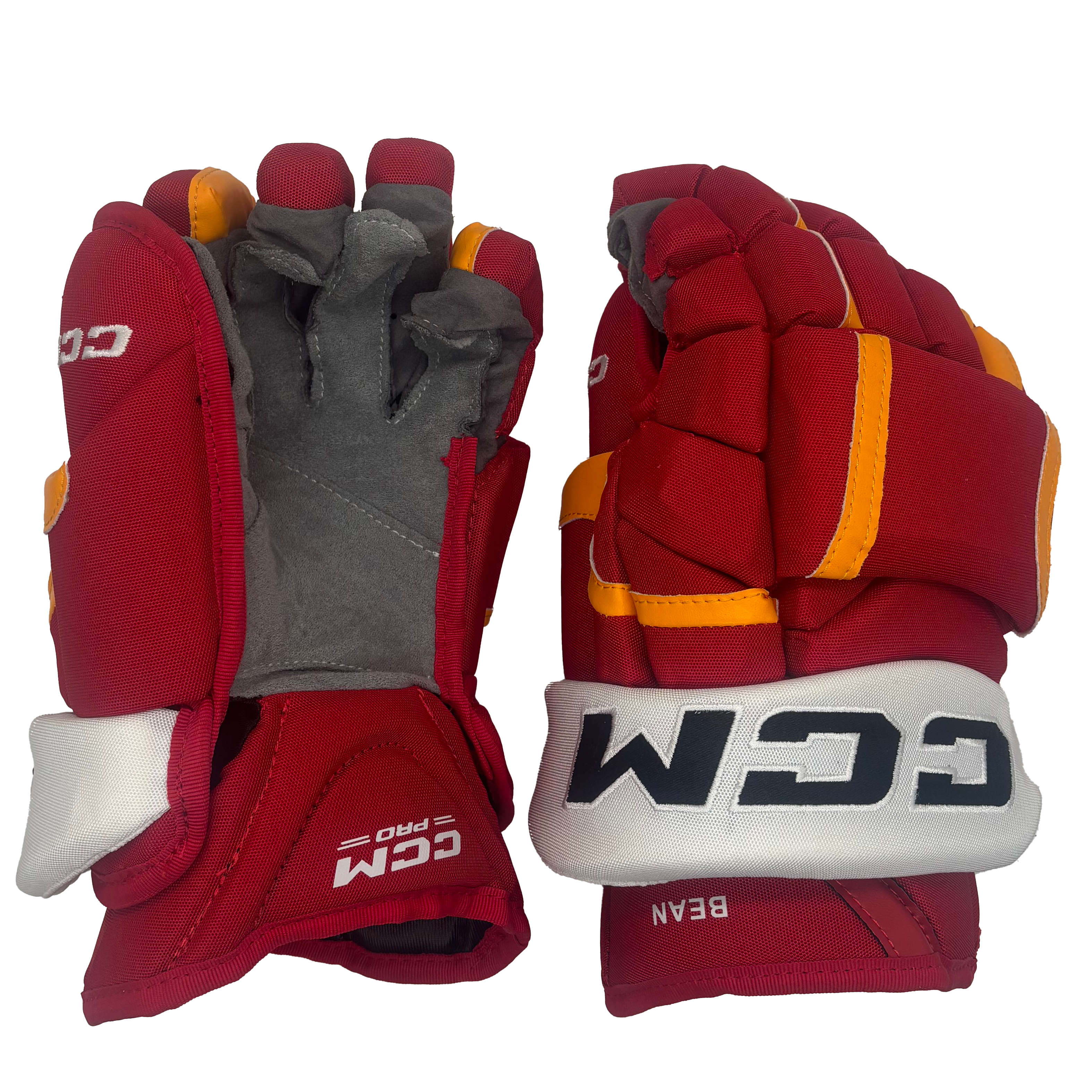CCM HG12PP - NHL Pro Stock Glove - Jake Bean (Red/Yellow/White)
