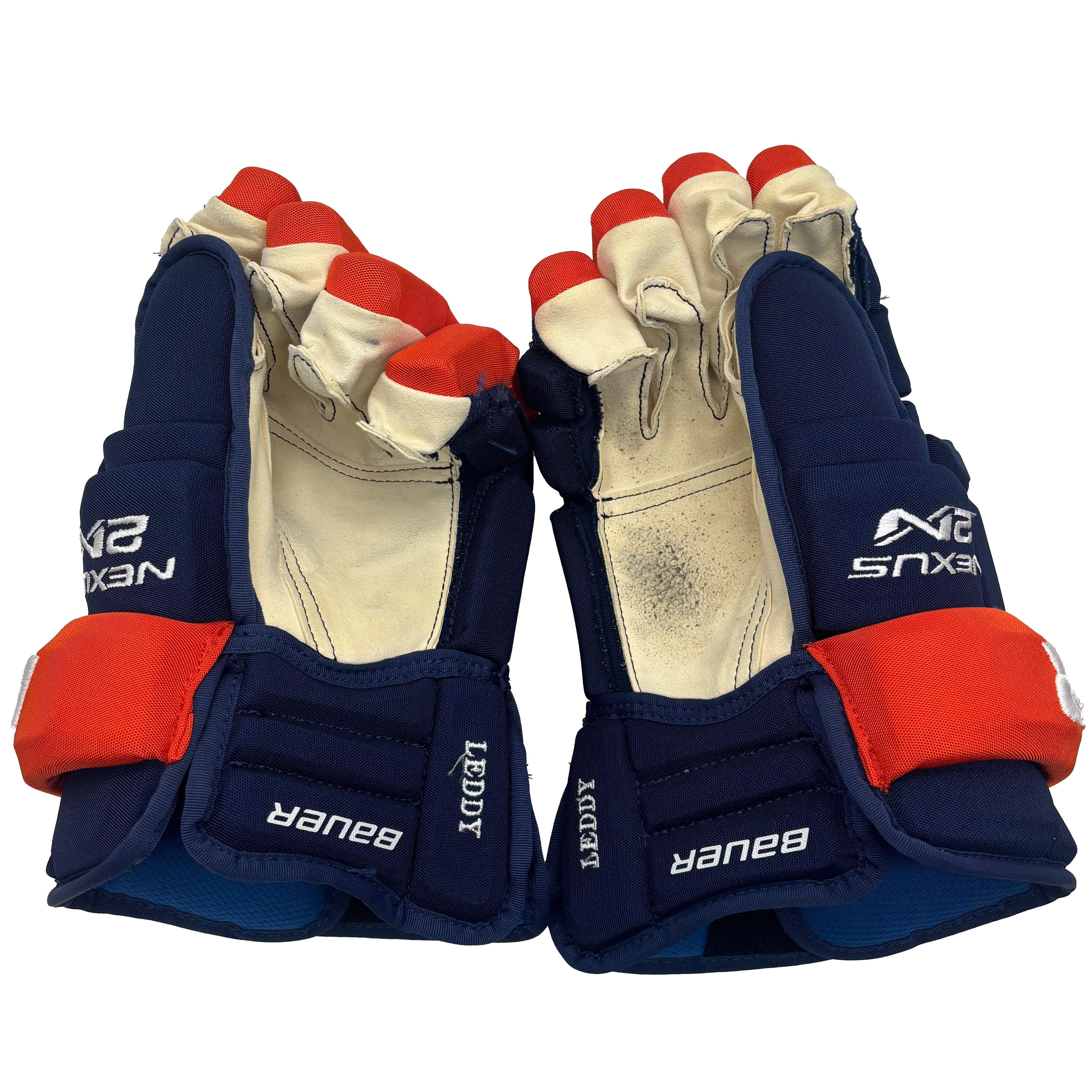 Bauer Nexus 2N  - Used NHL Pro Stock Glove - Nick Leddy (Blue/Orange)
