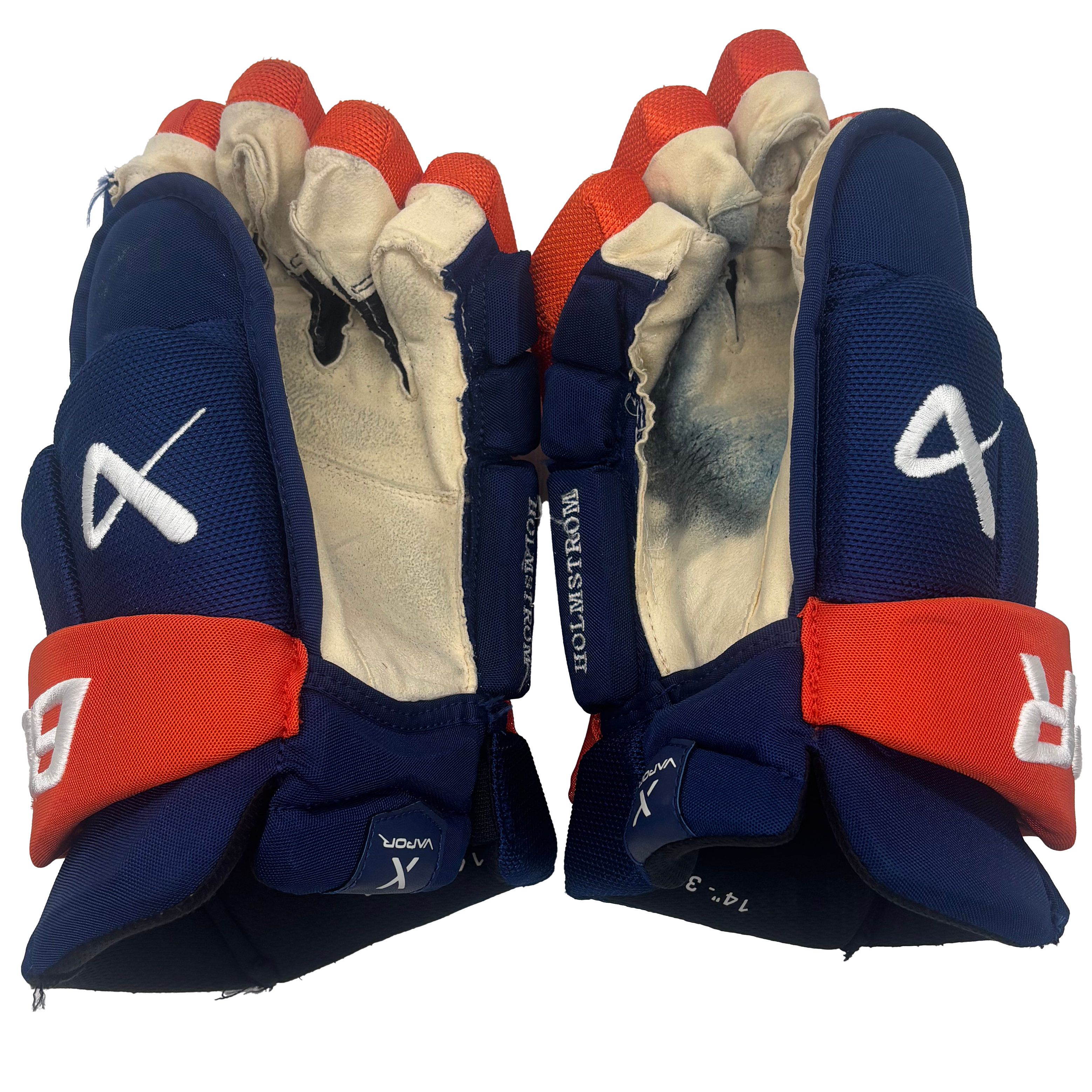 Bauer Vapor Hyperlite - Used NHL Pro Stock Glove - Simon Holmstrom (Blue/Orange)