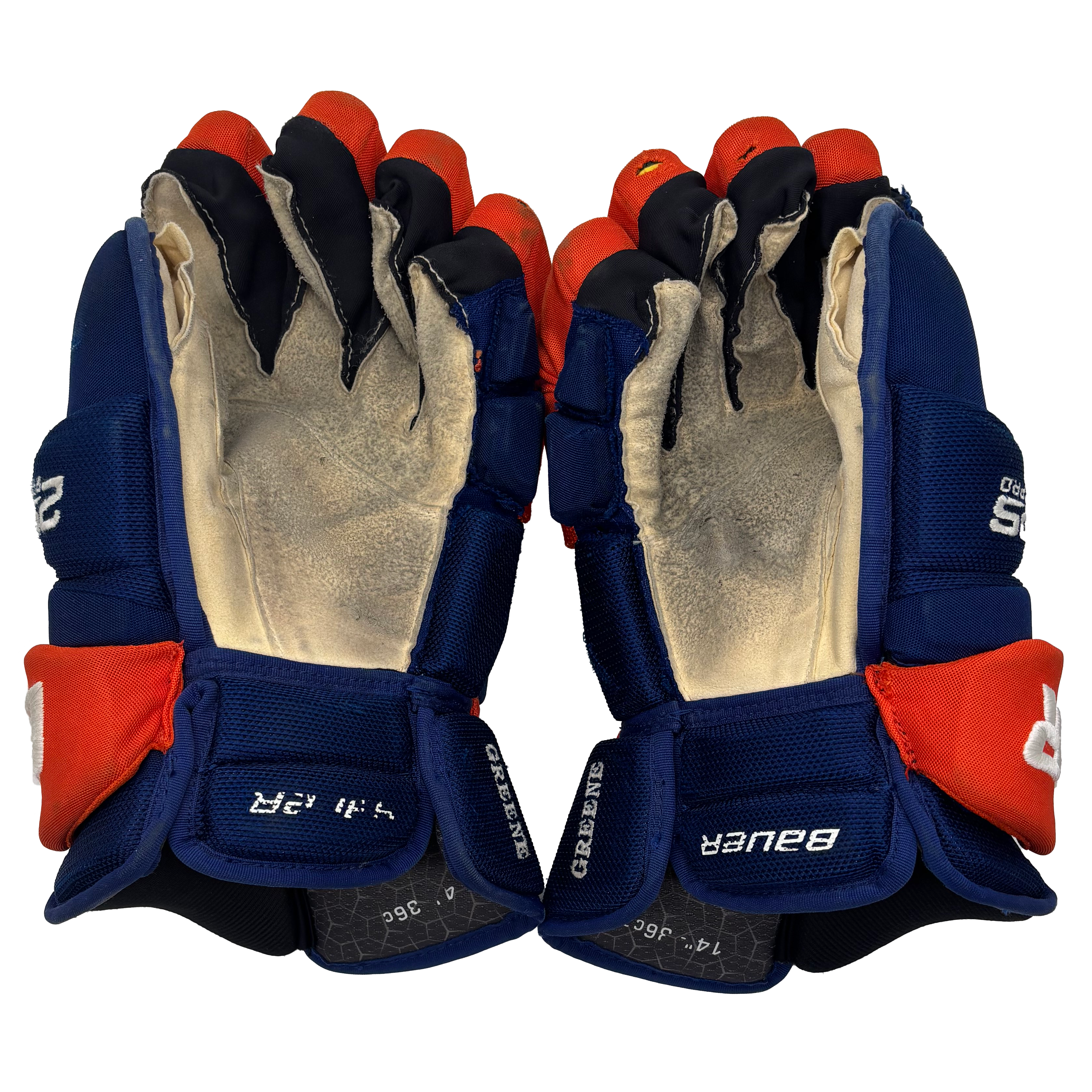 Bauer Supreme 2S - Used NHL Pro Stock Glove - Andy Greene (Blue/Orange)