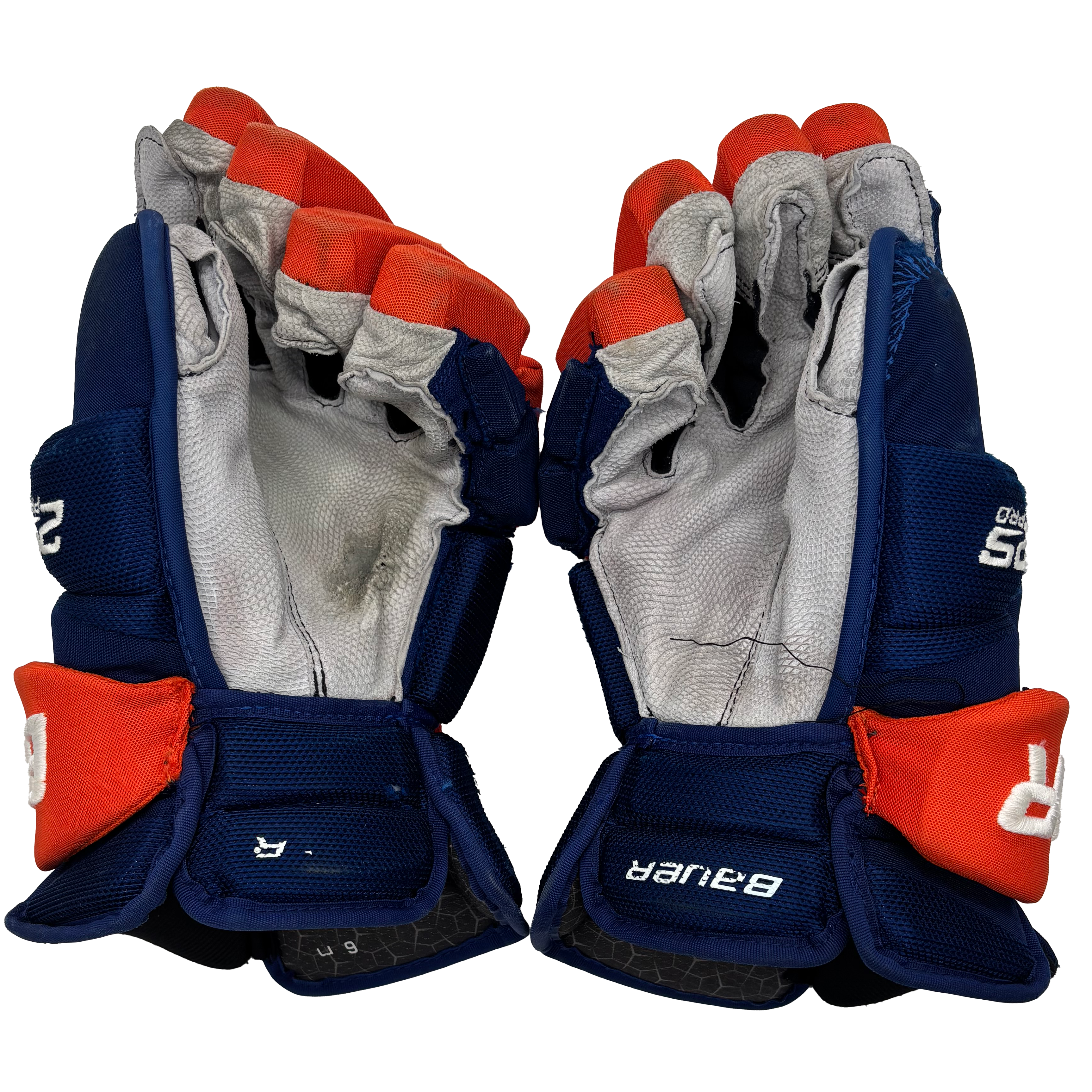 Bauer Supreme 2S - Used NHL Pro Stock Glove - Ryan Pulock (Blue/Orange)