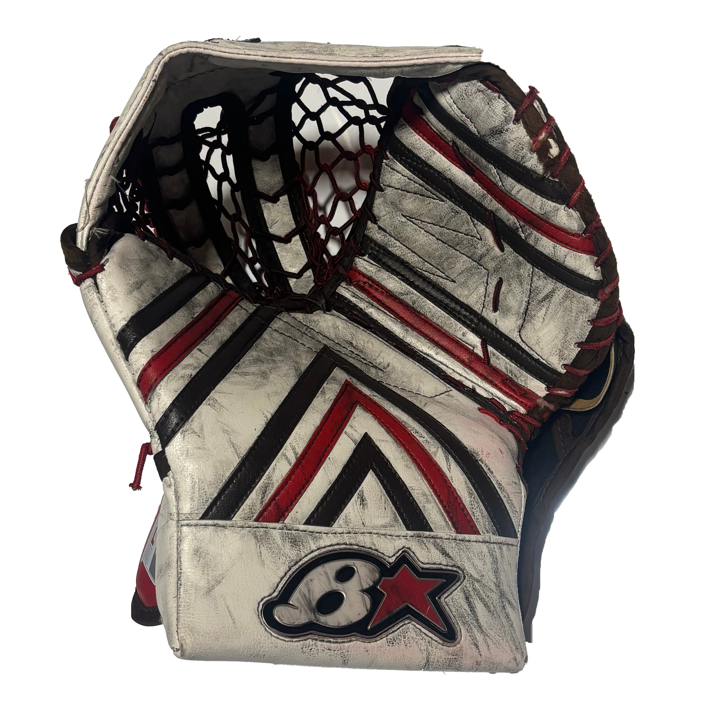 Brians Optik 2 - Used Pro Stock Goalie Glove (White/Brown/Red)