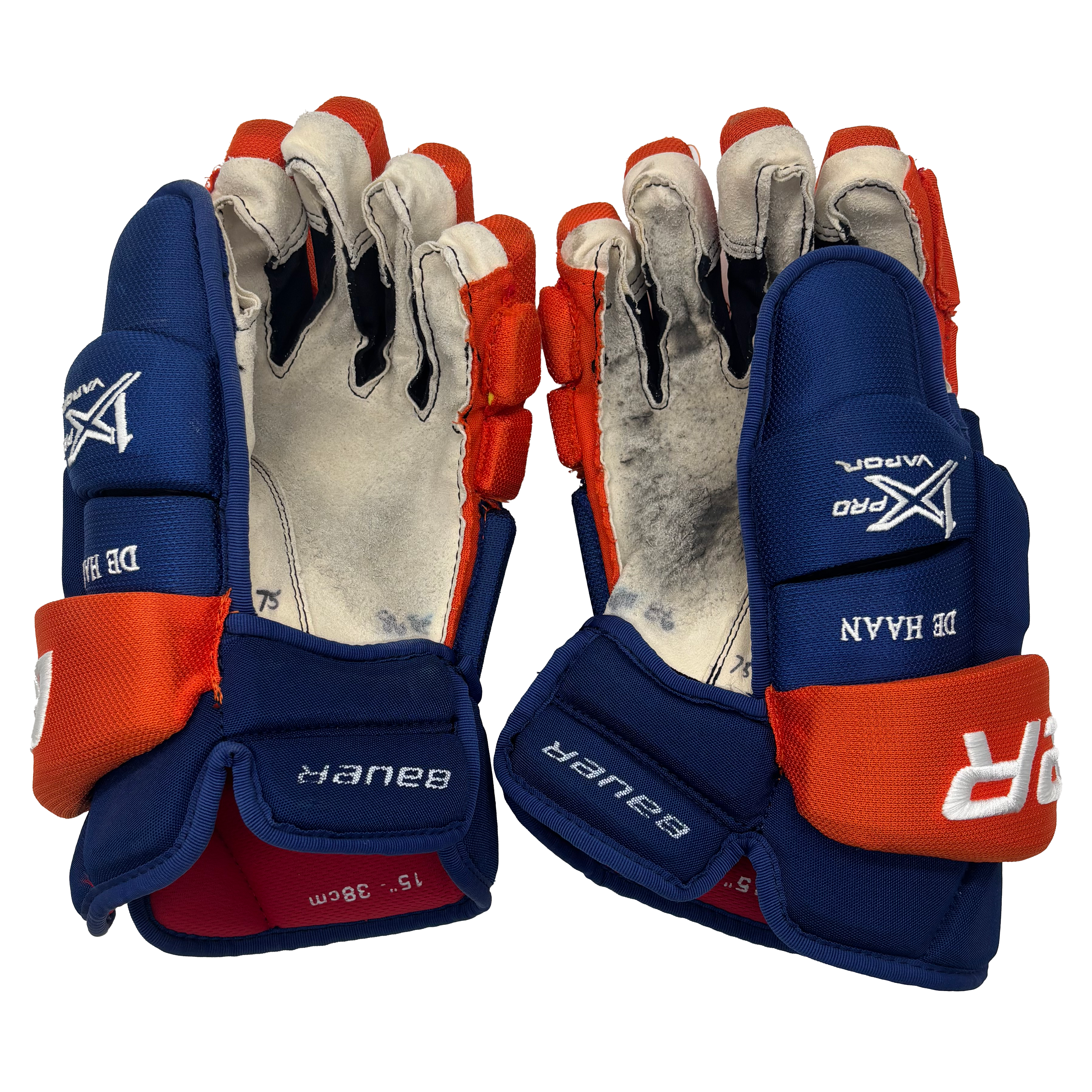 Bauer Vapor 1X Pro - Used NHL Pro Stock Glove - Calvin de Haan (Blue/Orange)