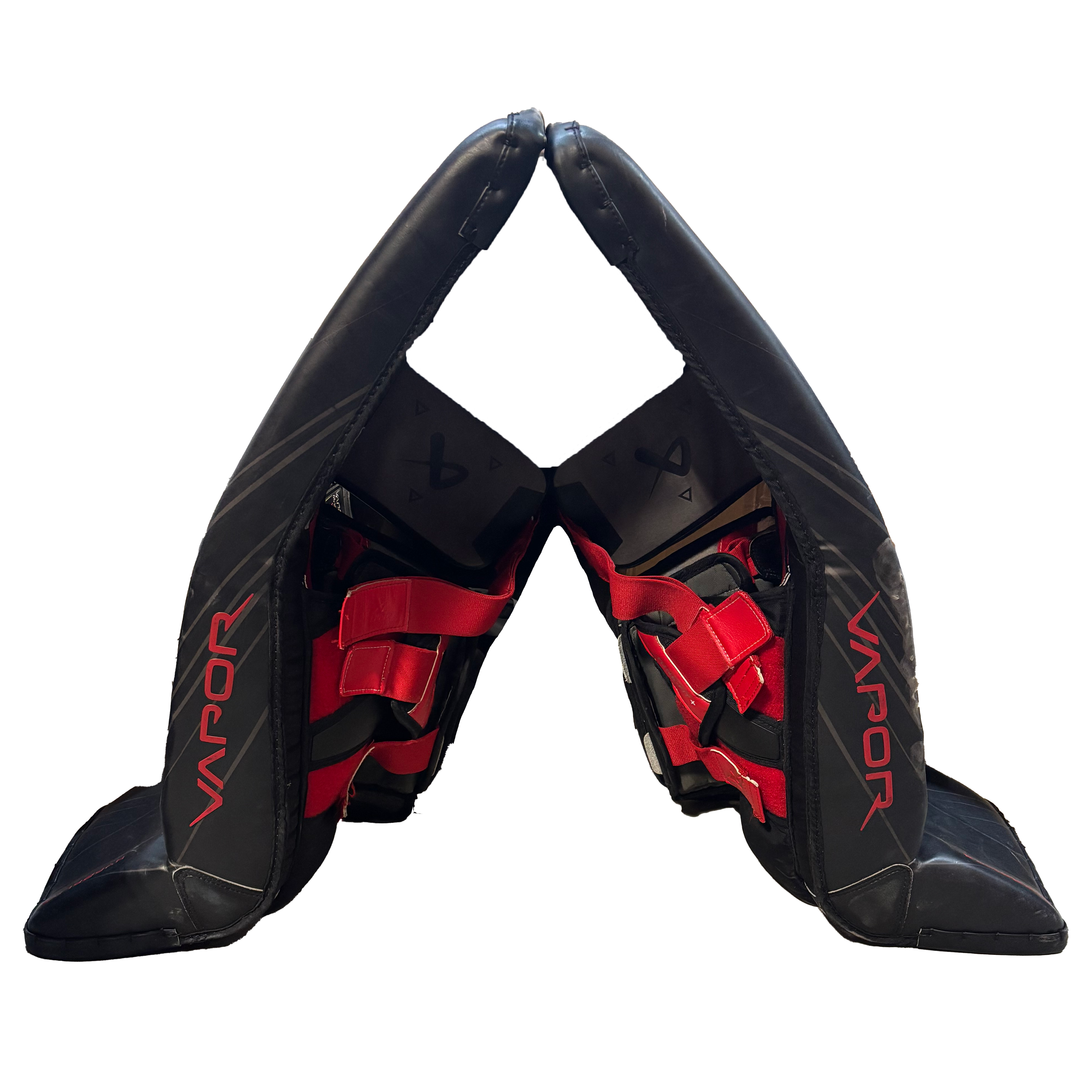 Bauer Vapor Hyperlite 2 - Used Pro Stock Goalie Pads (Black/Red/White)