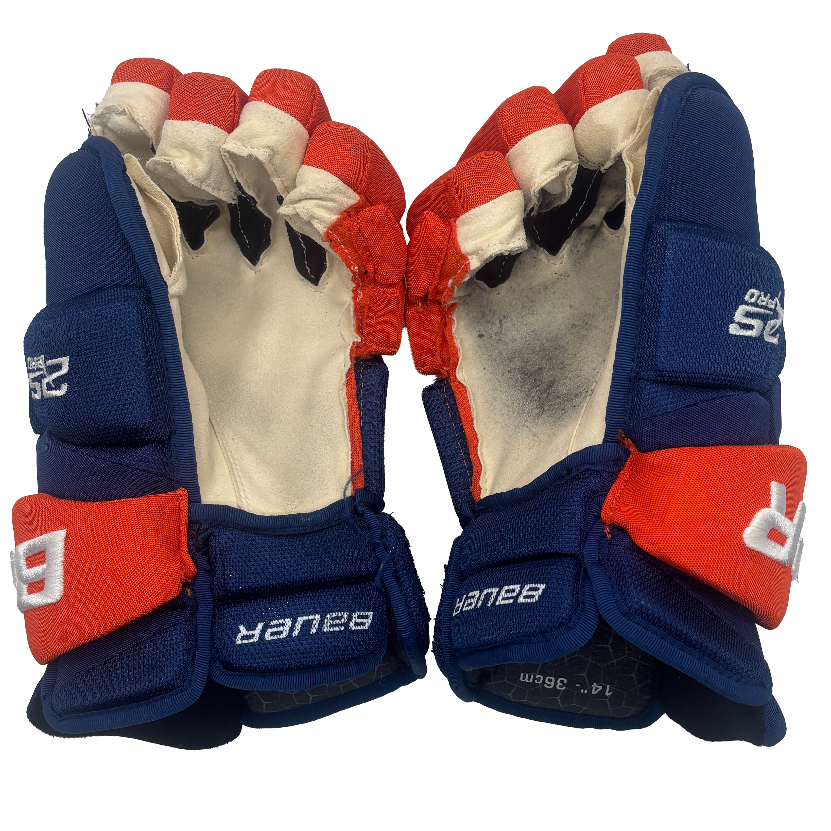 Bauer Supreme 2S Pro - Used NHL Pro Stock Glove - New York Islanders (Blue/Orange)