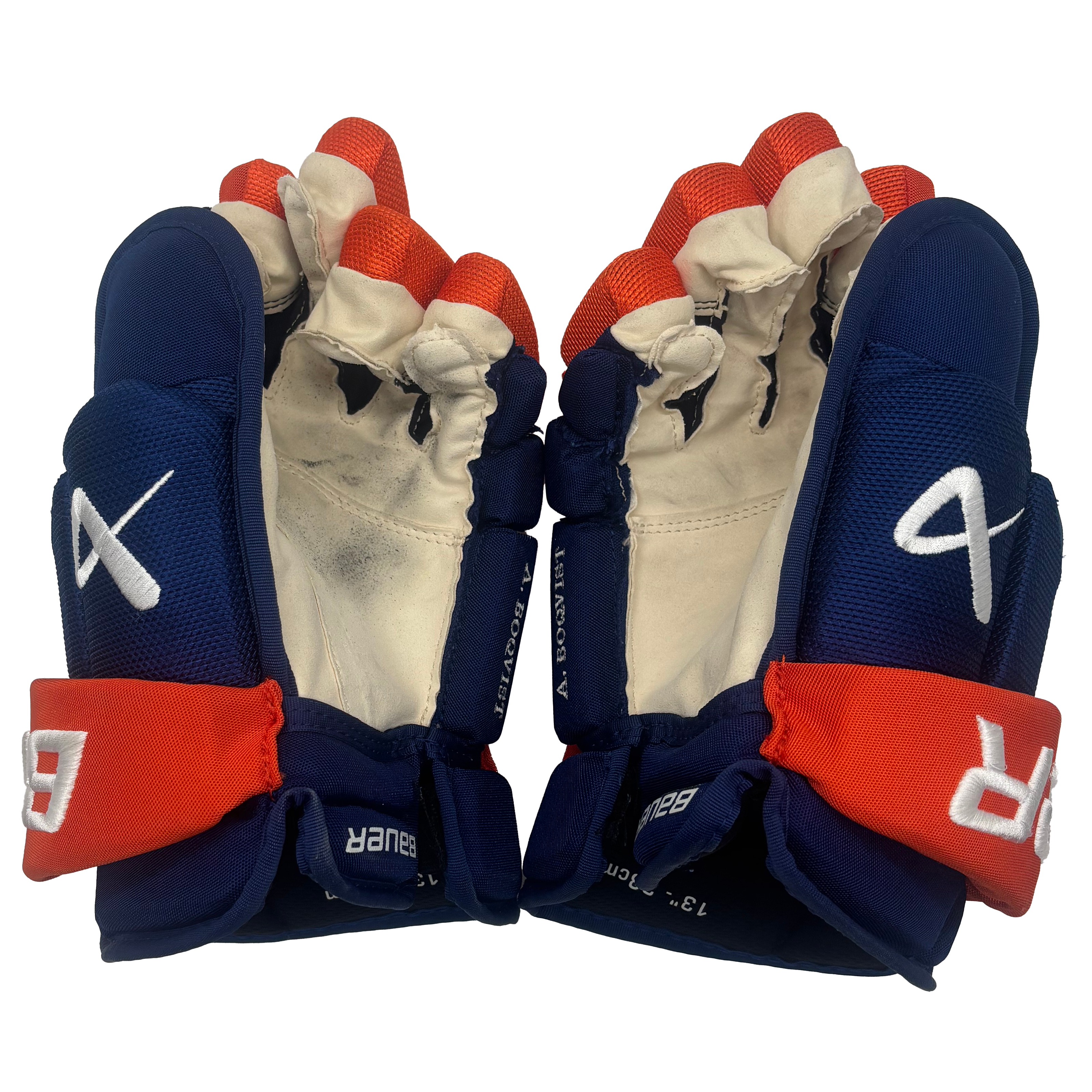 Bauer Vapor Hyperlite - Used NHL Pro Stock Glove - Adam Boqvist (Blue/Orange)