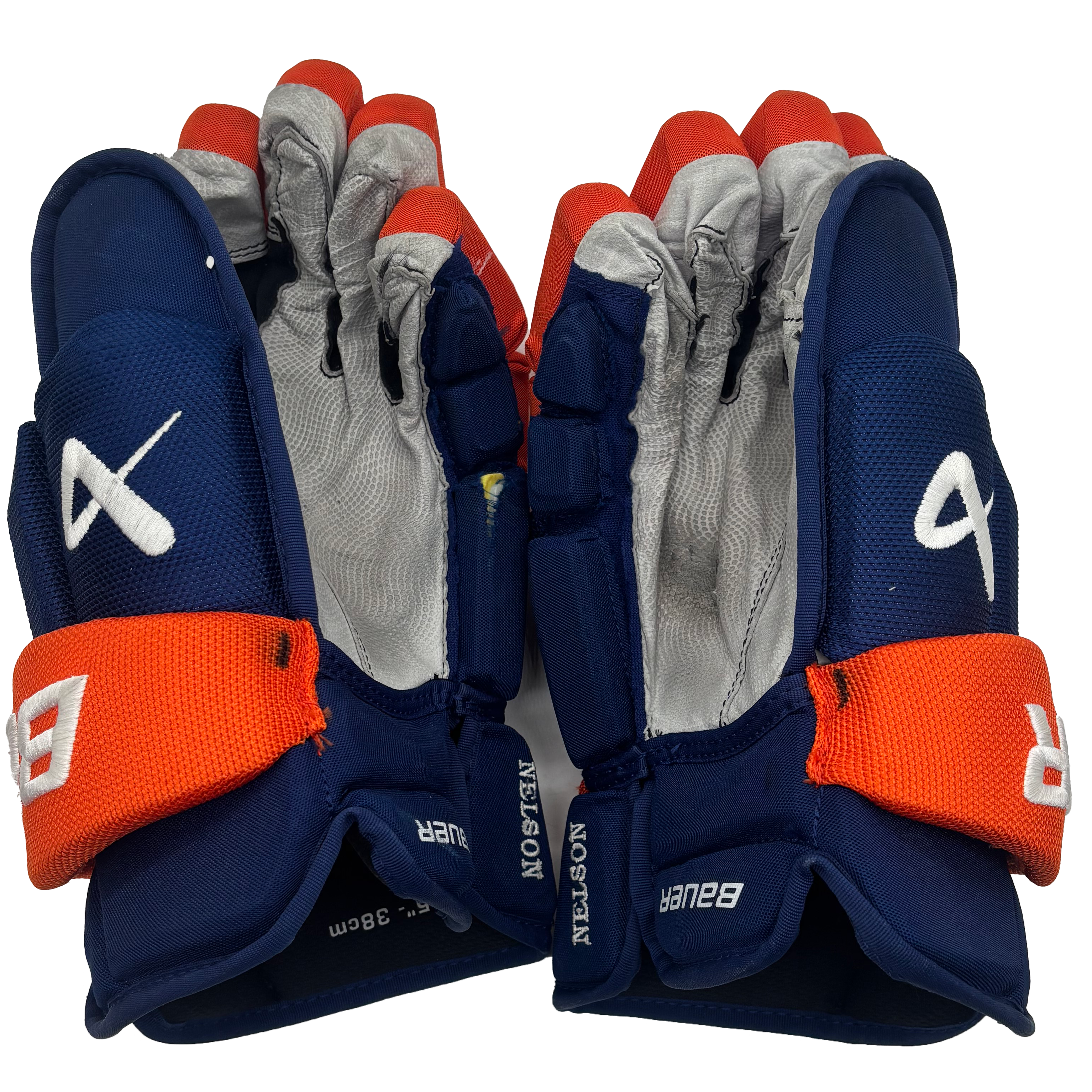Bauer Vapor Hyperlite - Used NHL Pro Stock Glove - Brock Nelson (Blue/Orange)