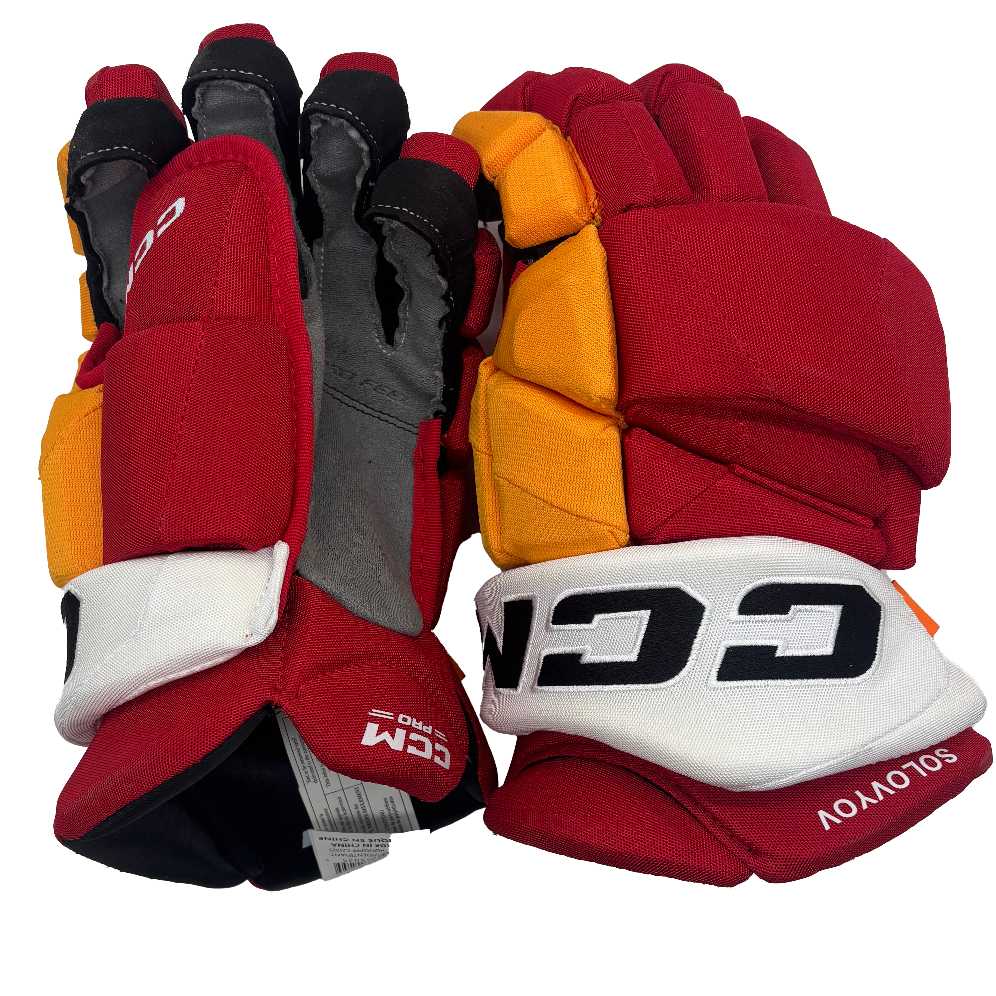 CCM HGJSPP - NHL Pro Stock Glove - Ilya Solovyov (Red/Yellow/White)