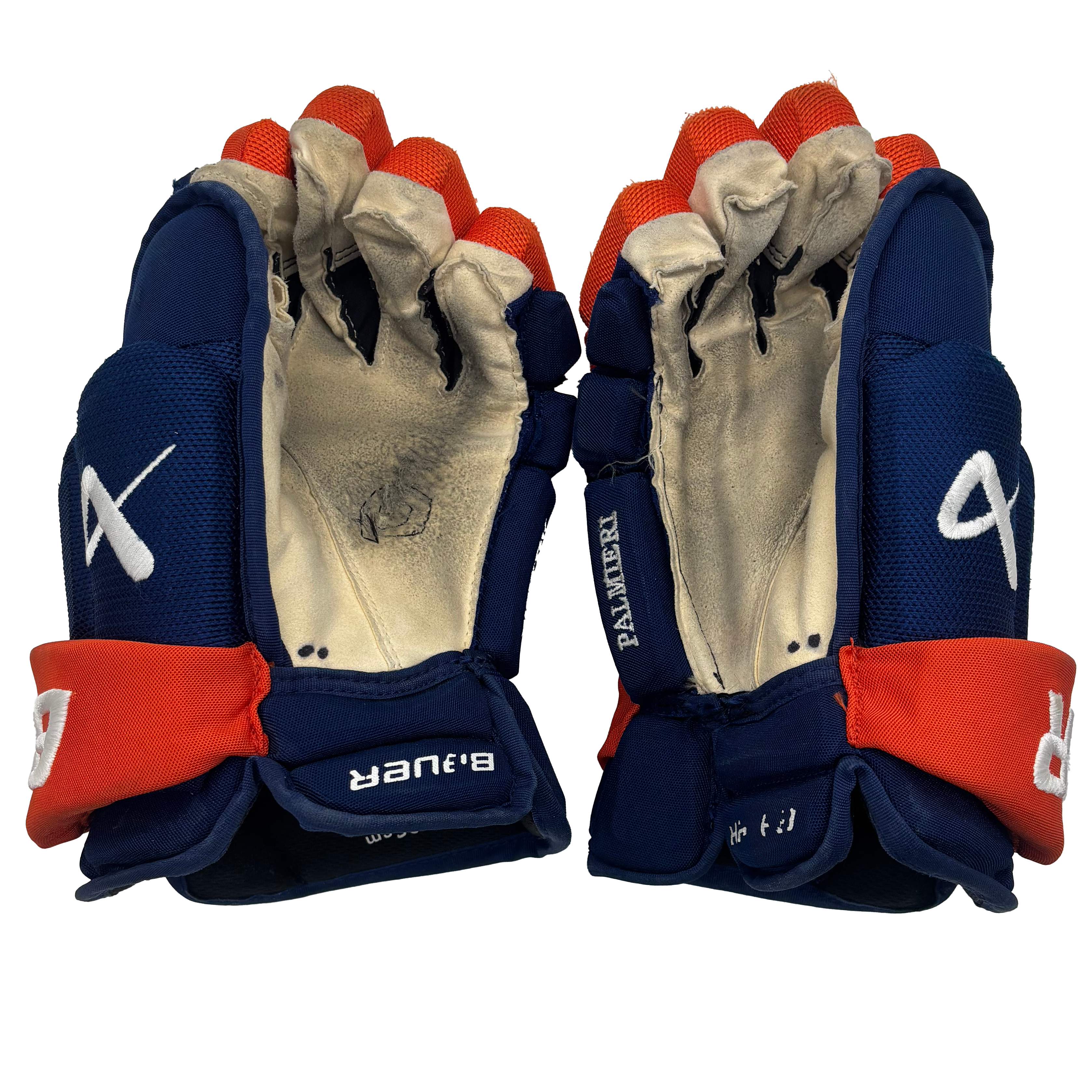 Bauer Vapor Hyperlite - Used NHL Pro Stock Glove - Kyle Palmeri (Blue/Orange)