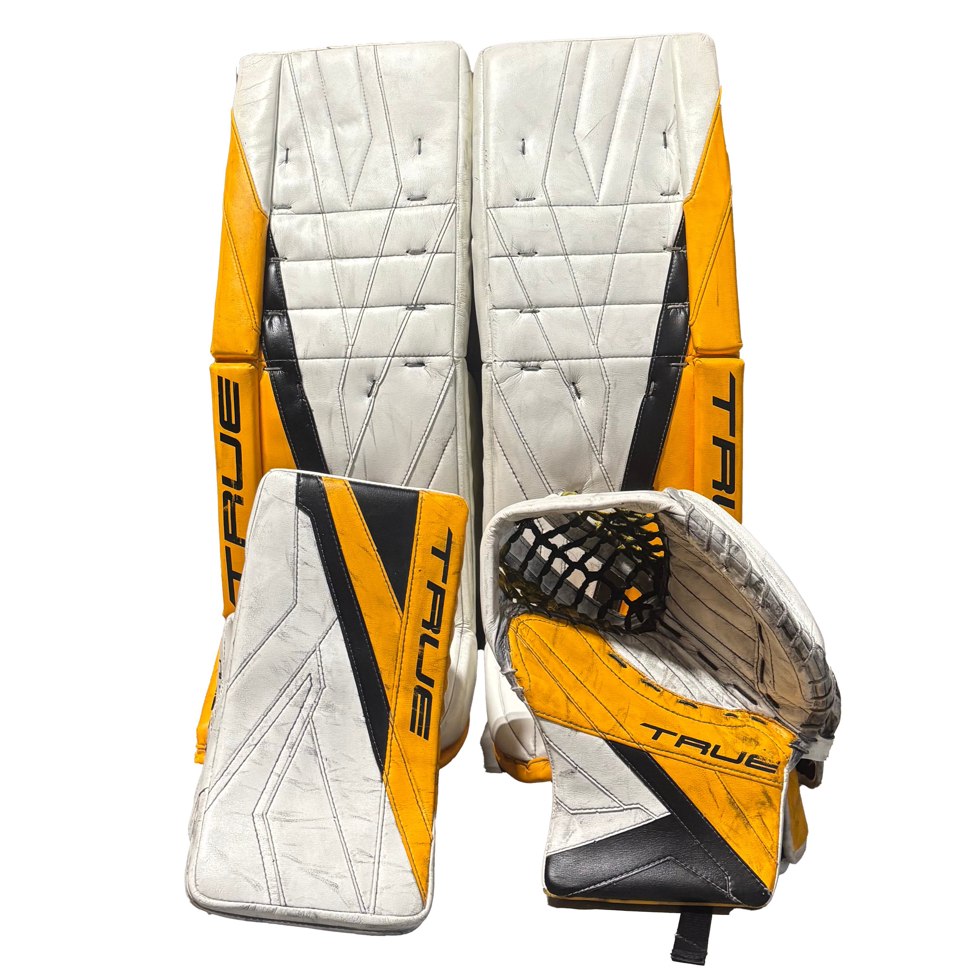 TRUE Catalyst Nitro Pro - Used Pro Stock Goalie Full Set (White/Yellow/Black)