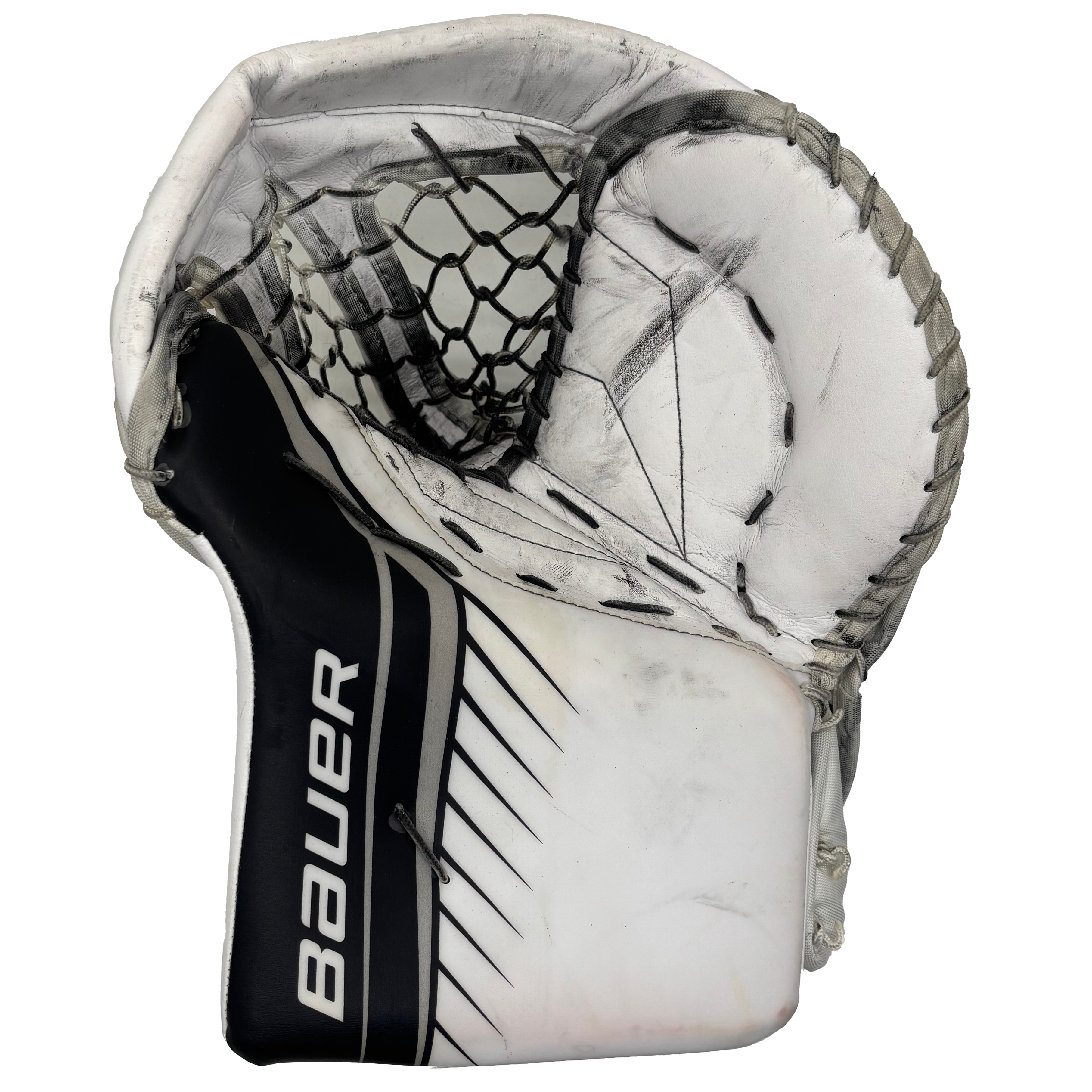 Bauer Vapor Flylite - Used Pro Stock Goalie Trapper (White/Black/Grey)