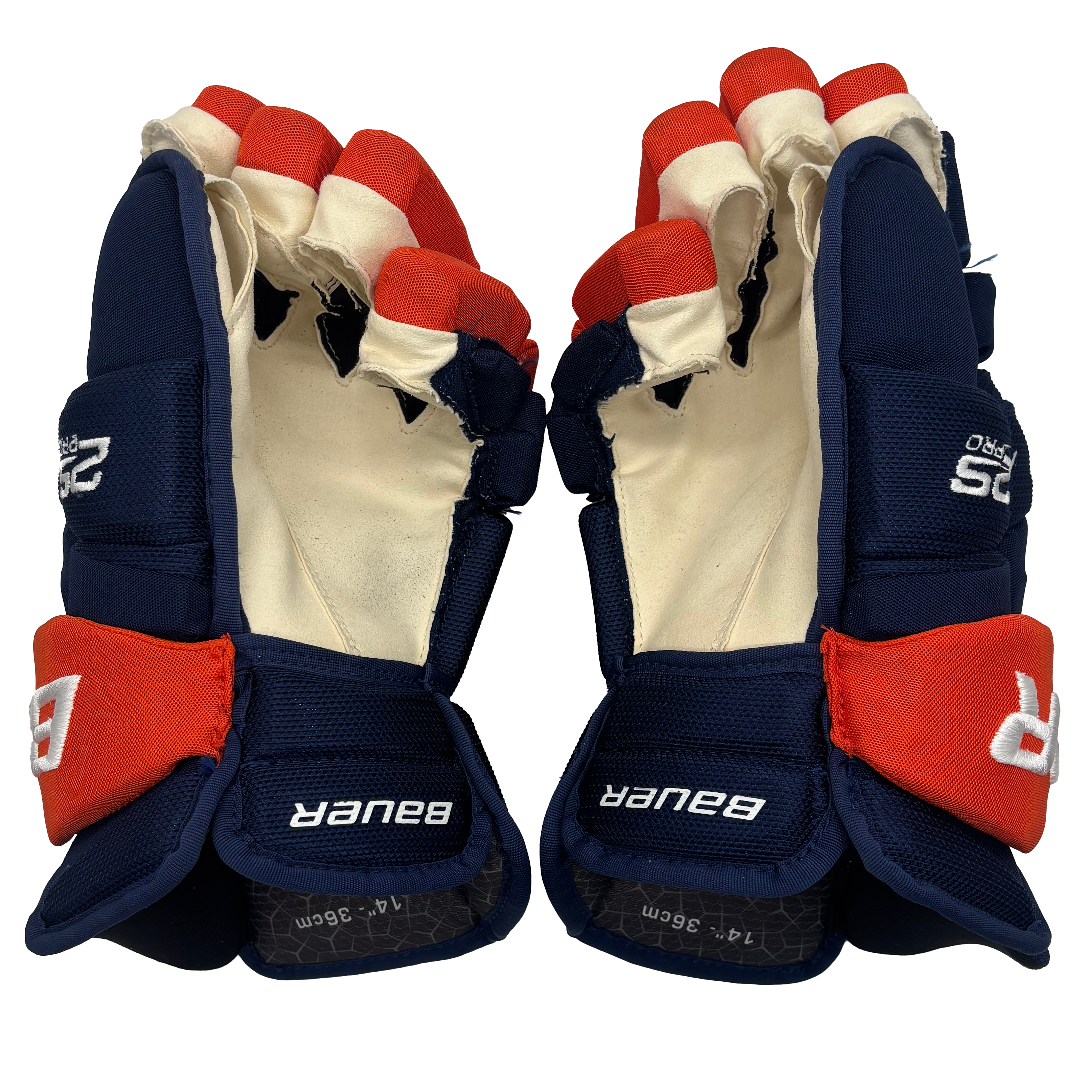 Bauer Supreme 2S - Used NHL Pro Stock Glove - Noah Dobson (Blue/Orange)