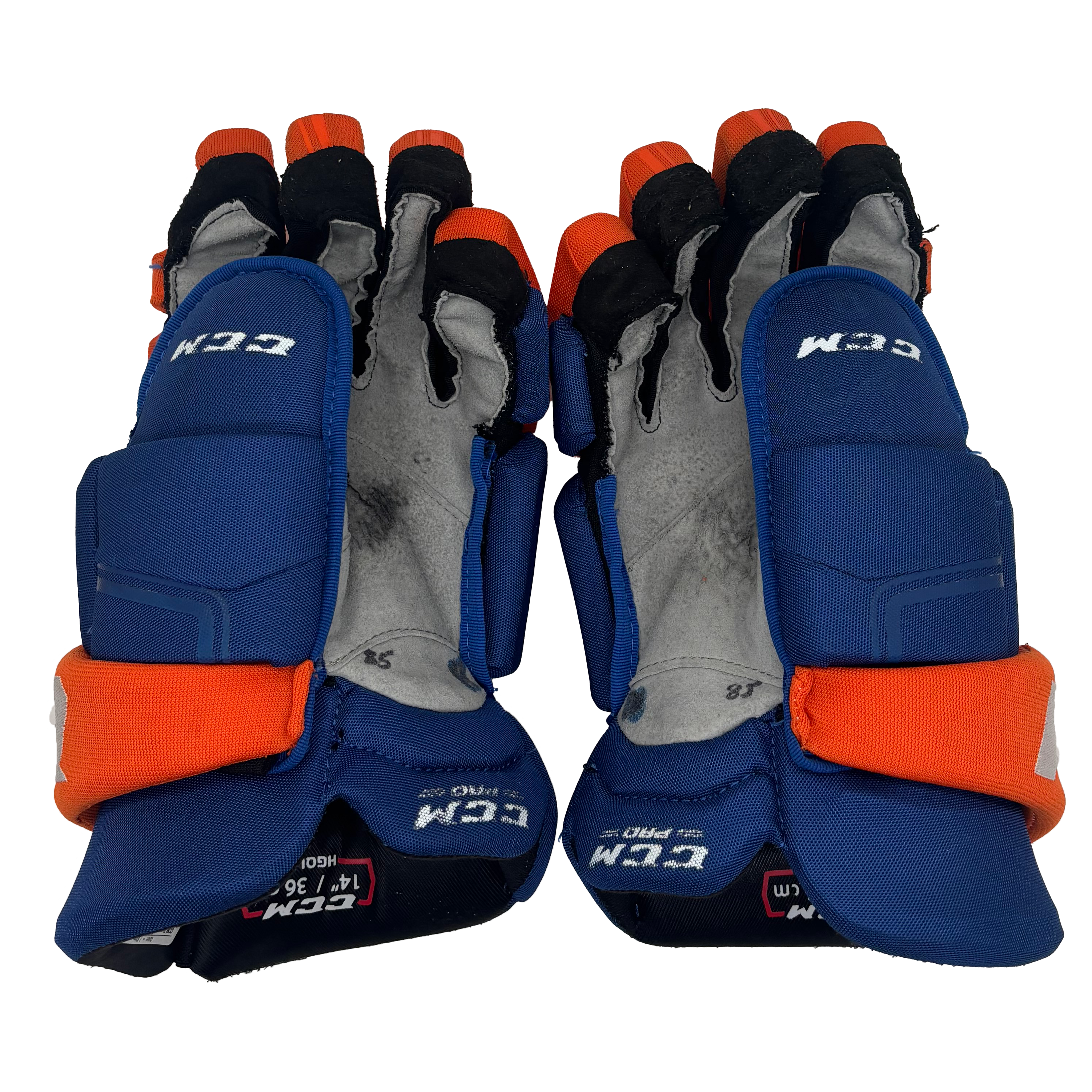CCM HGQL - Used NHL Pro Stock Glove - New York Islanders (Blue/Orange)