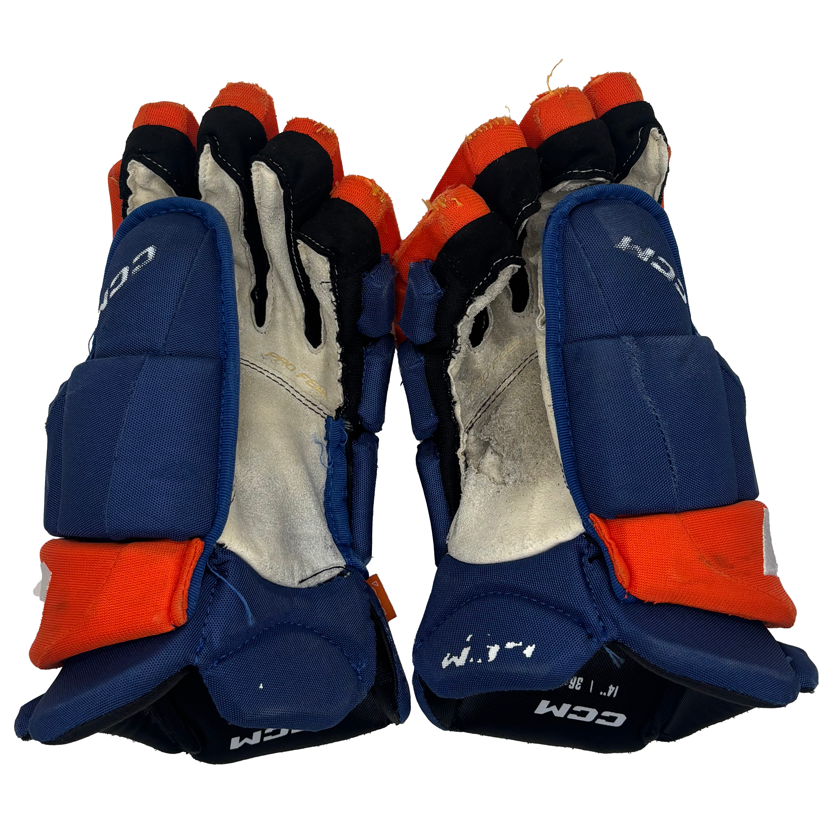 CCM HGJS - Used NHL Pro Stock Glove - New York Islanders (Blue/Orange)