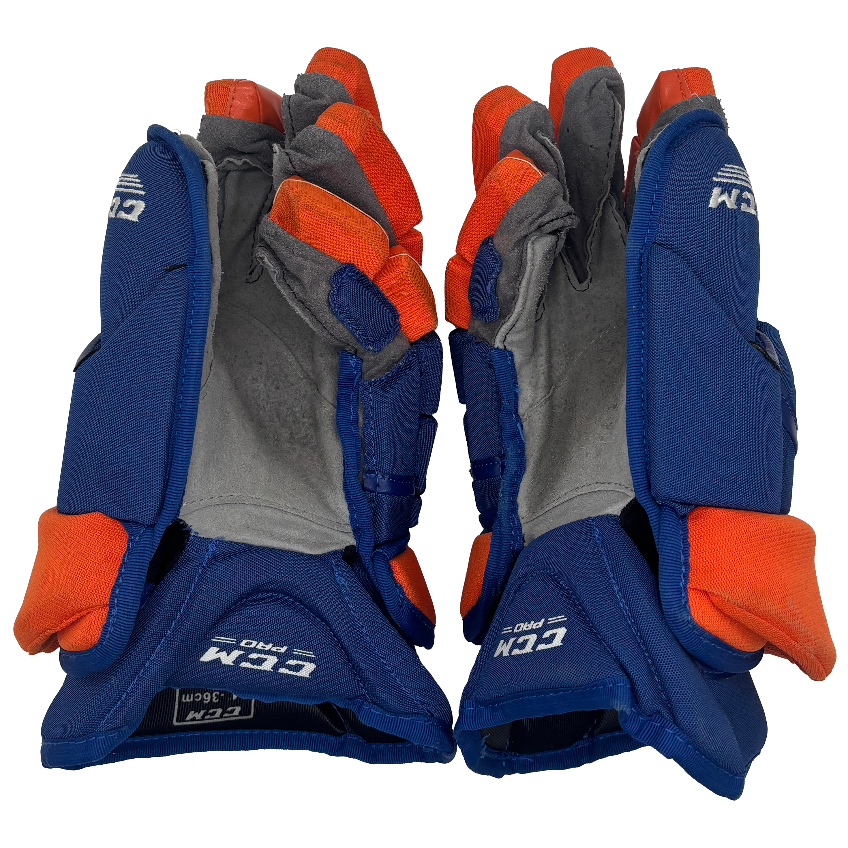 CCM HG12XP - Used NHL Pro Stock Glove - New York Islanders (Blue/Orange)