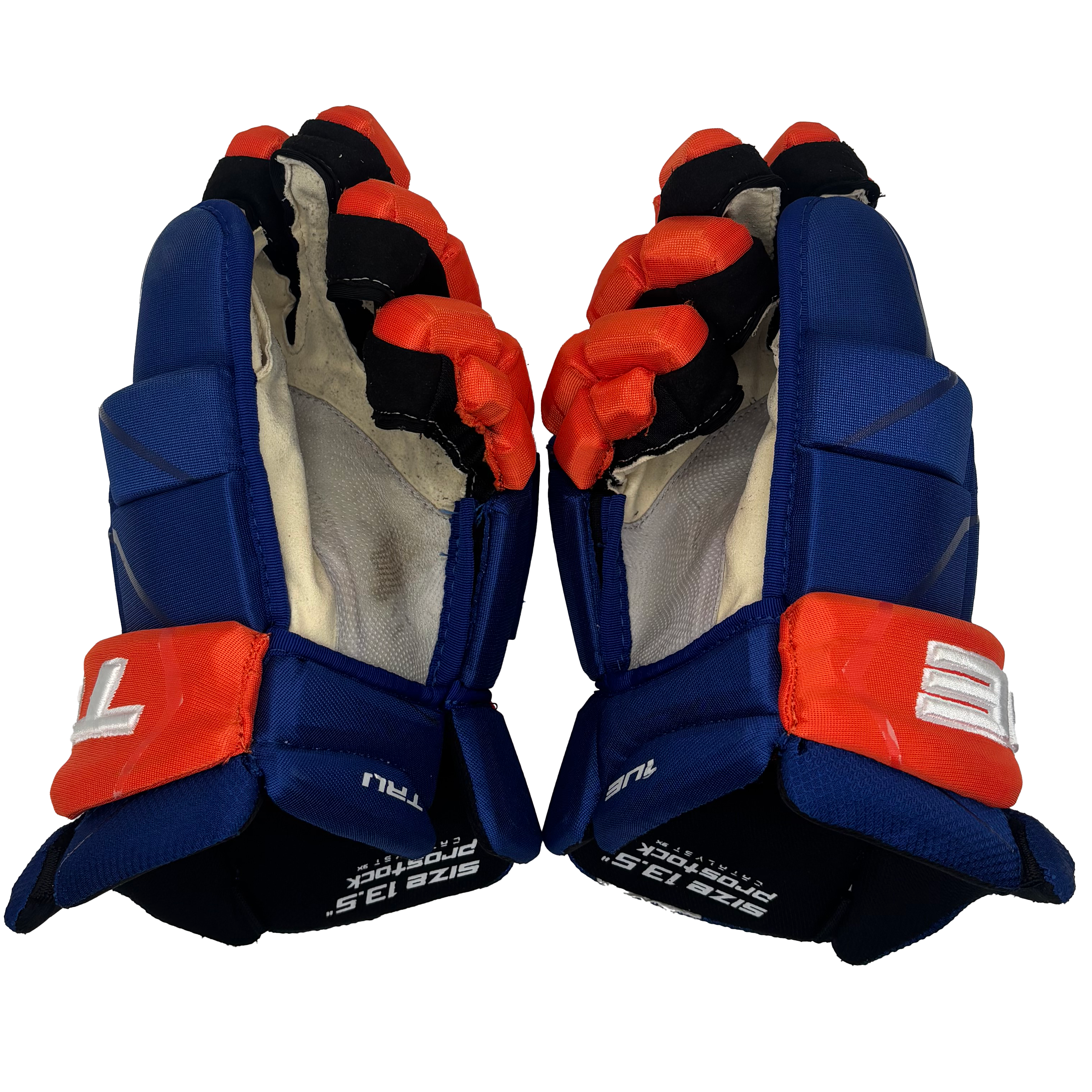 True Catalyst 9X - Used NHL Pro Stock Glove - New York Islanders (Blue/Orange)