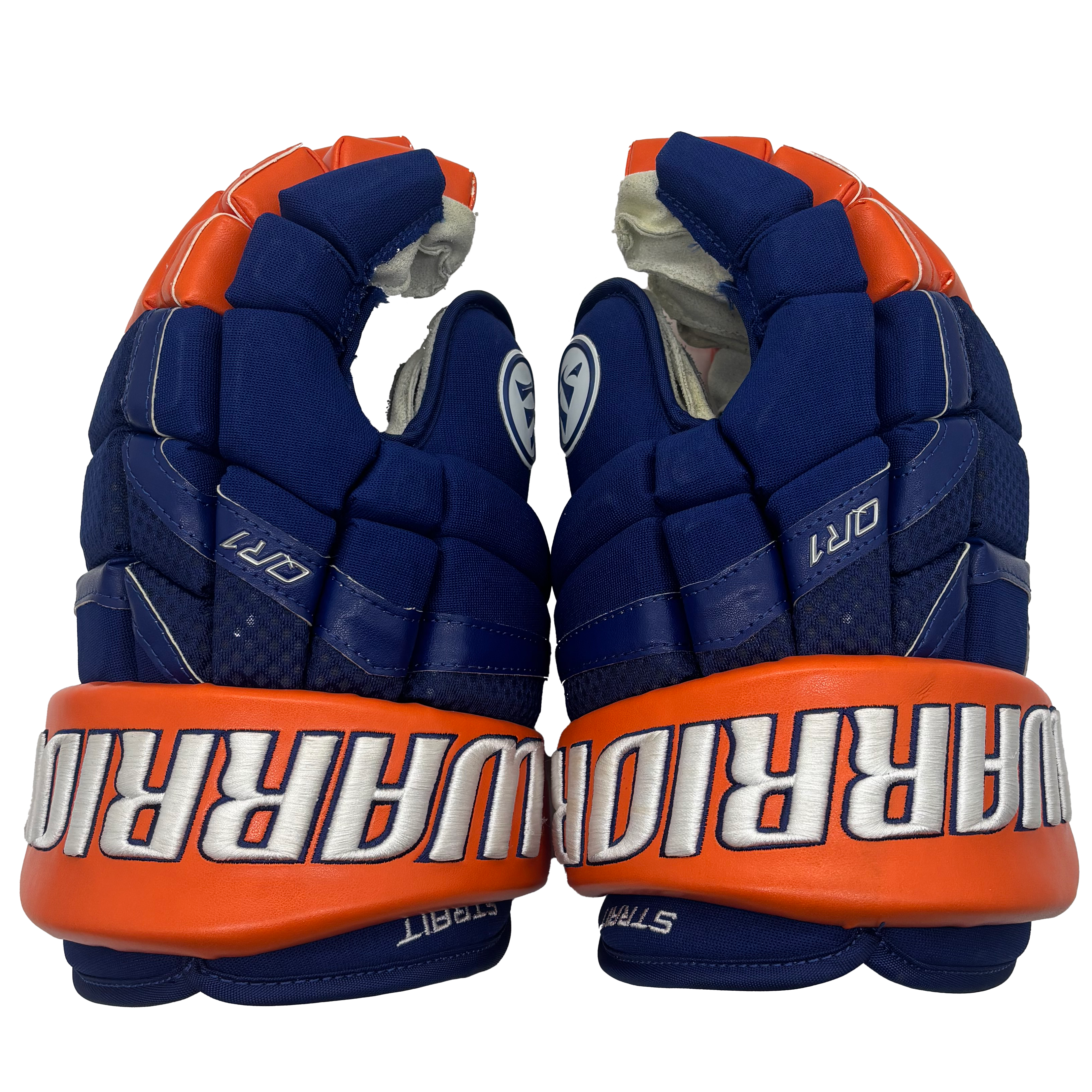 Warrior Covert QR1 Pro - NHL Used Pro Stock Glove - Brian Strait (Blue/Orange)