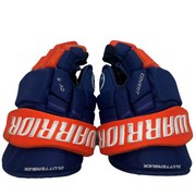 Warrior Covert QR5 Pro - NHL Used Pro Stock Glove - Cal Clutterbuck (Blue/Orange)