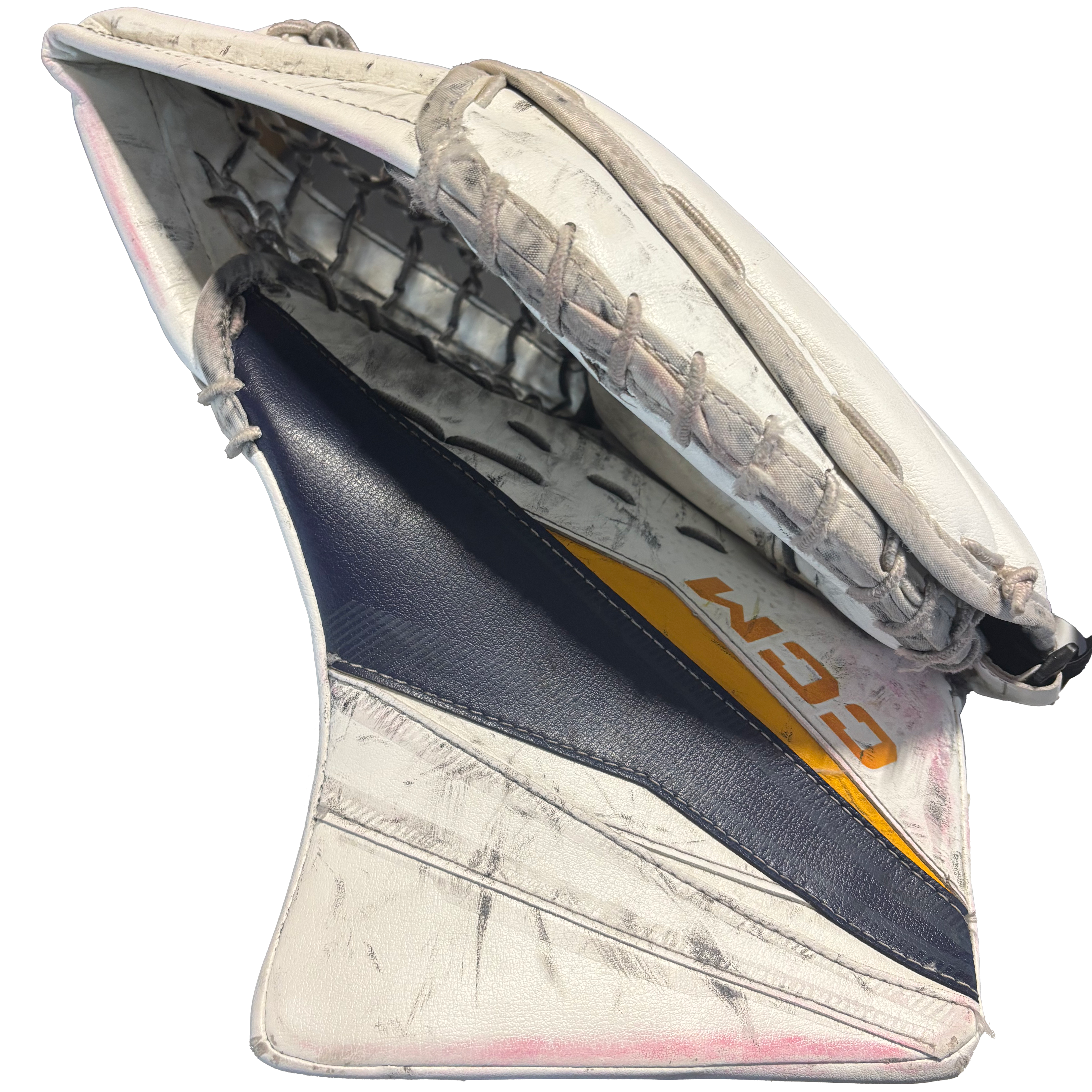 CCM Axis XF Pro - Used Pro Stock Goalie Full Set (White/Navy/Yellow)