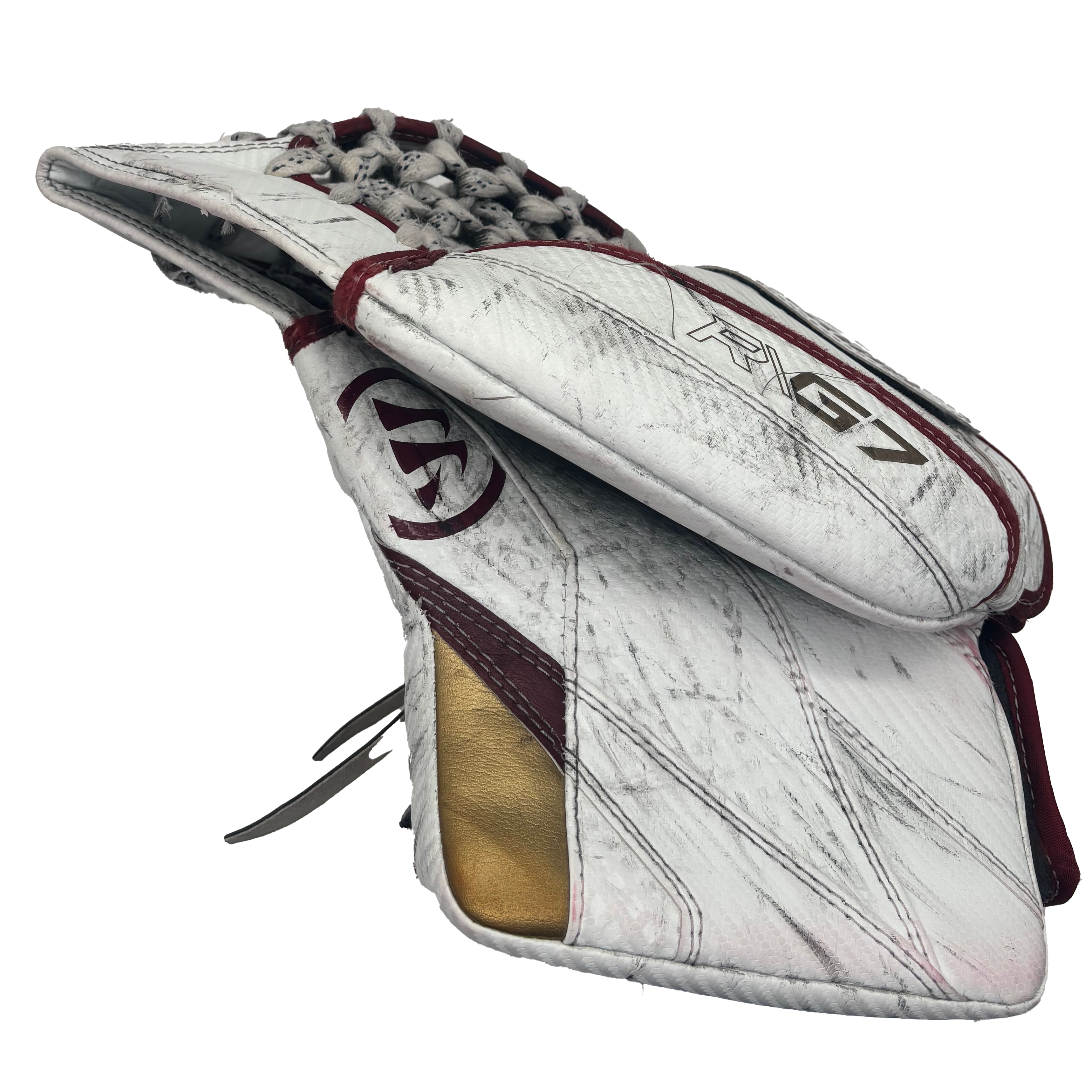 Warrior Ritual G7 - Used Senior Goalie Glove (White/Maroon)