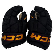 CCM HGJS - Used AHL Pro Stock Hockey Gloves (Black/Gold/Maroon)