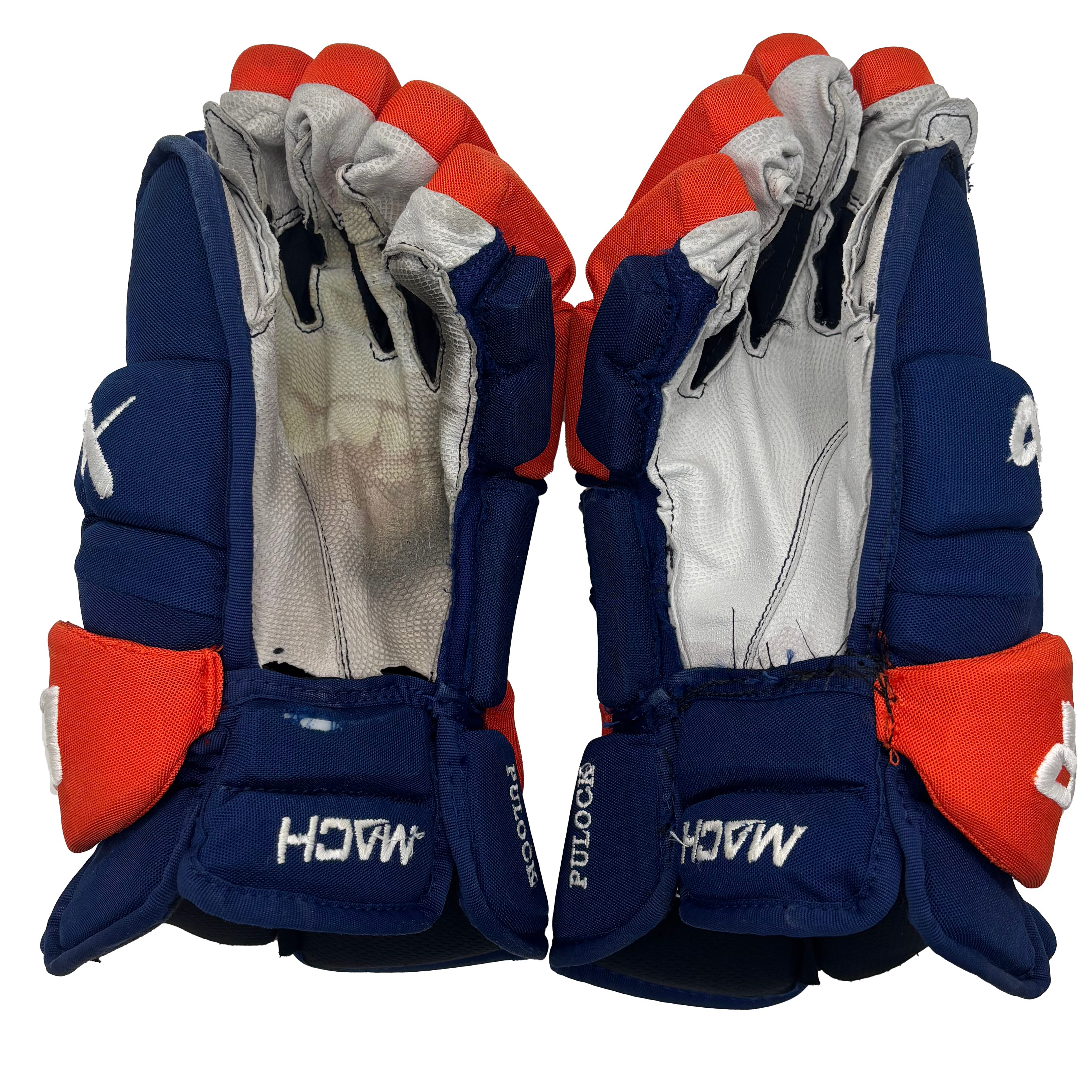 Bauer Supreme Mach - Used NHL Pro Stock Glove - Ryan Pulock (Blue/Orange)