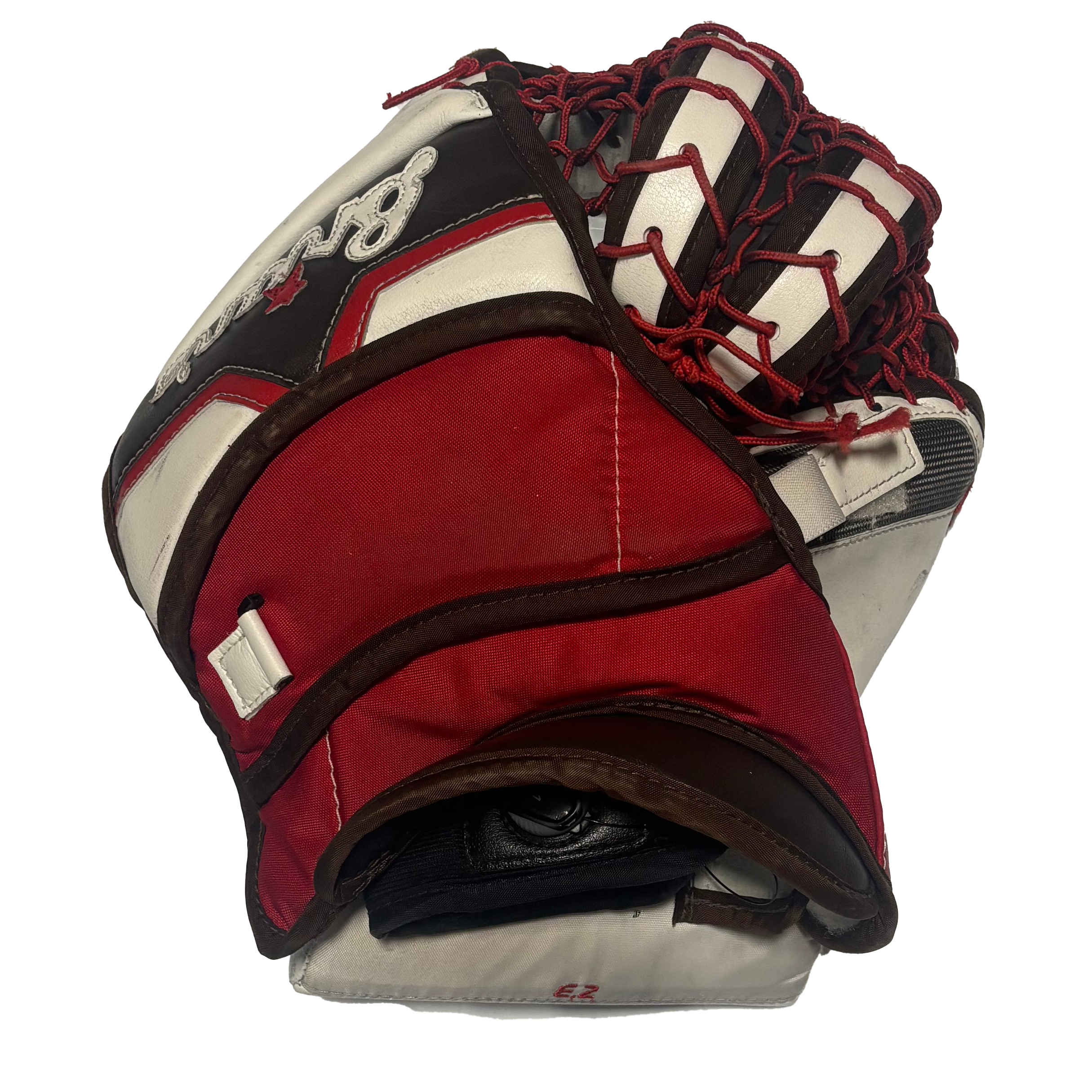 Brians Optik 2 - Used Pro Stock Goalie Glove (White/Brown/Red)