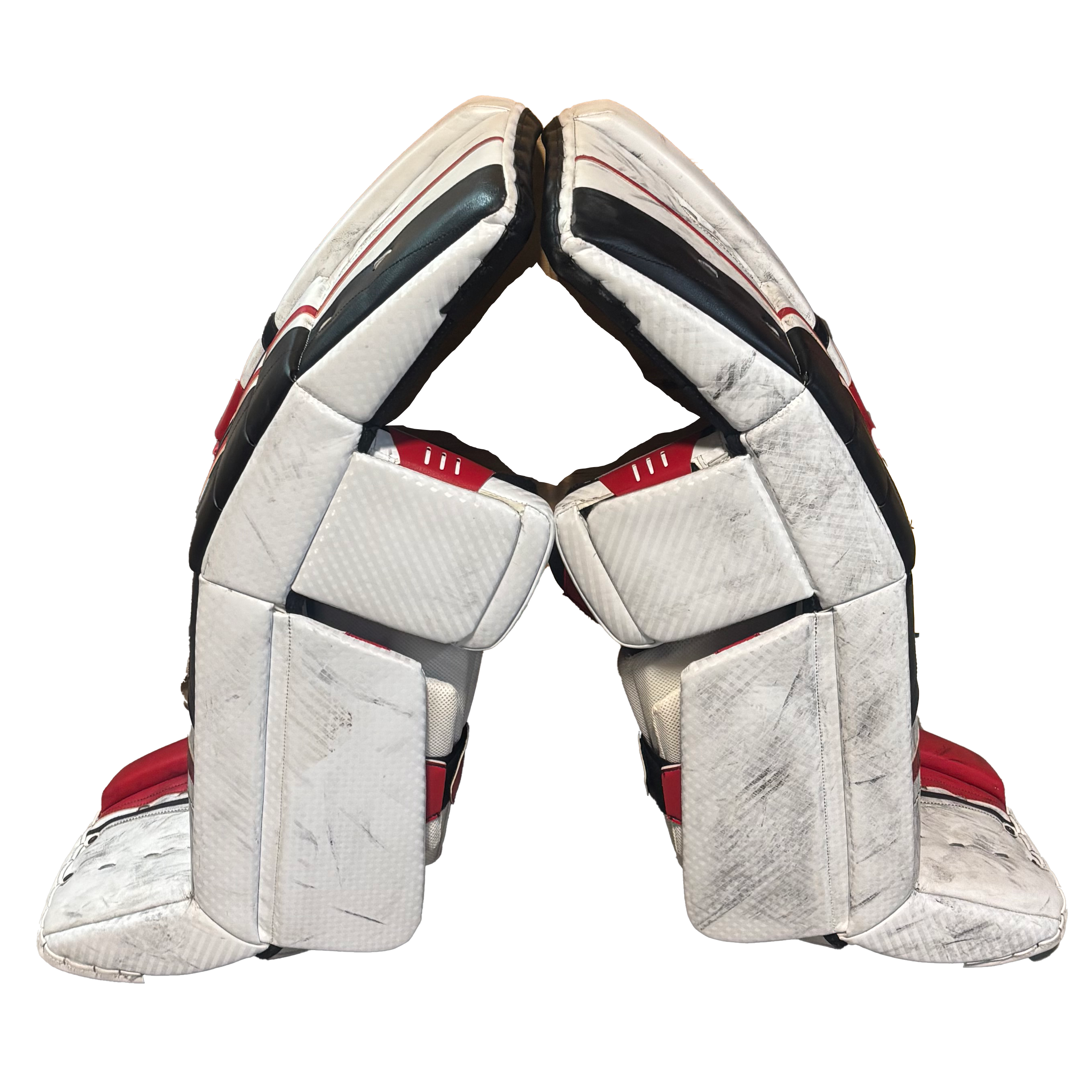 Vaughn Velocity V10 - Used Pro Stock Goalie Pads (Black/Red/White)