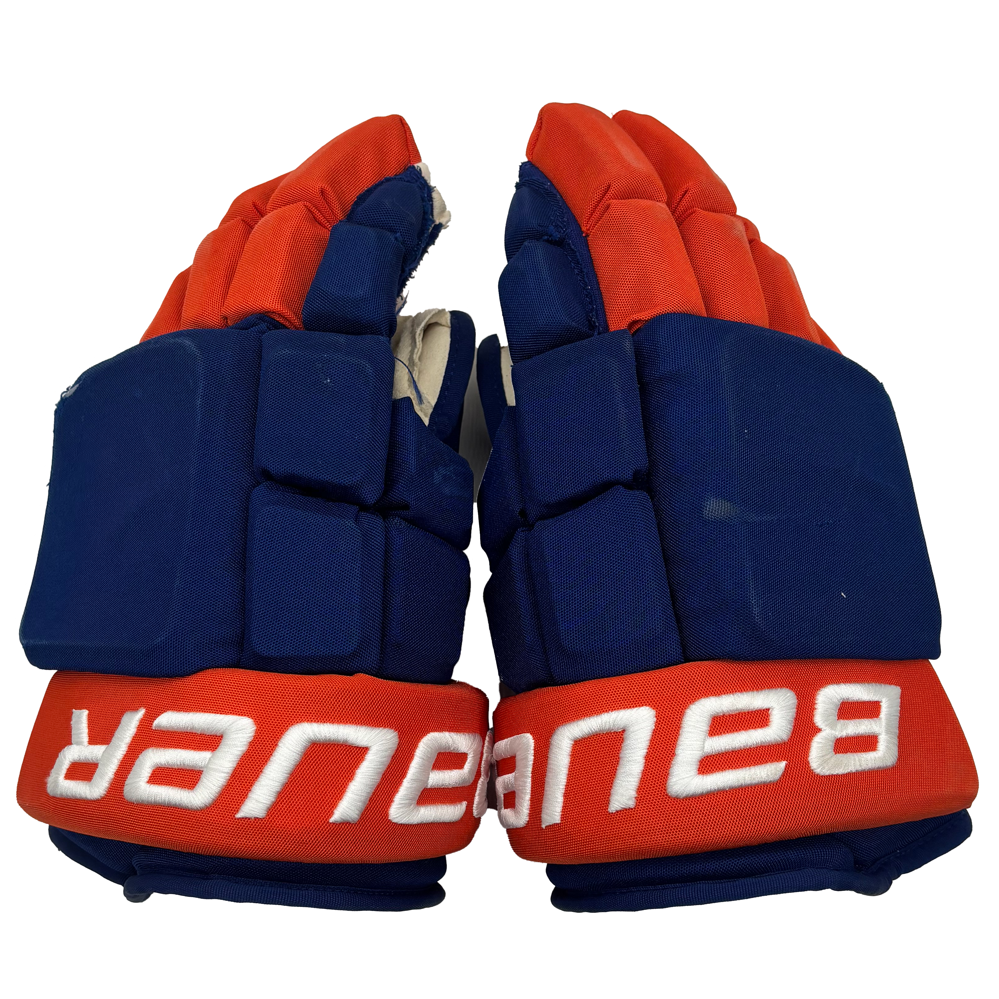 Bauer Pro Series - Used NHL Pro Stock Hockey Gloves - Casey Cizikas (Blue/Orange)